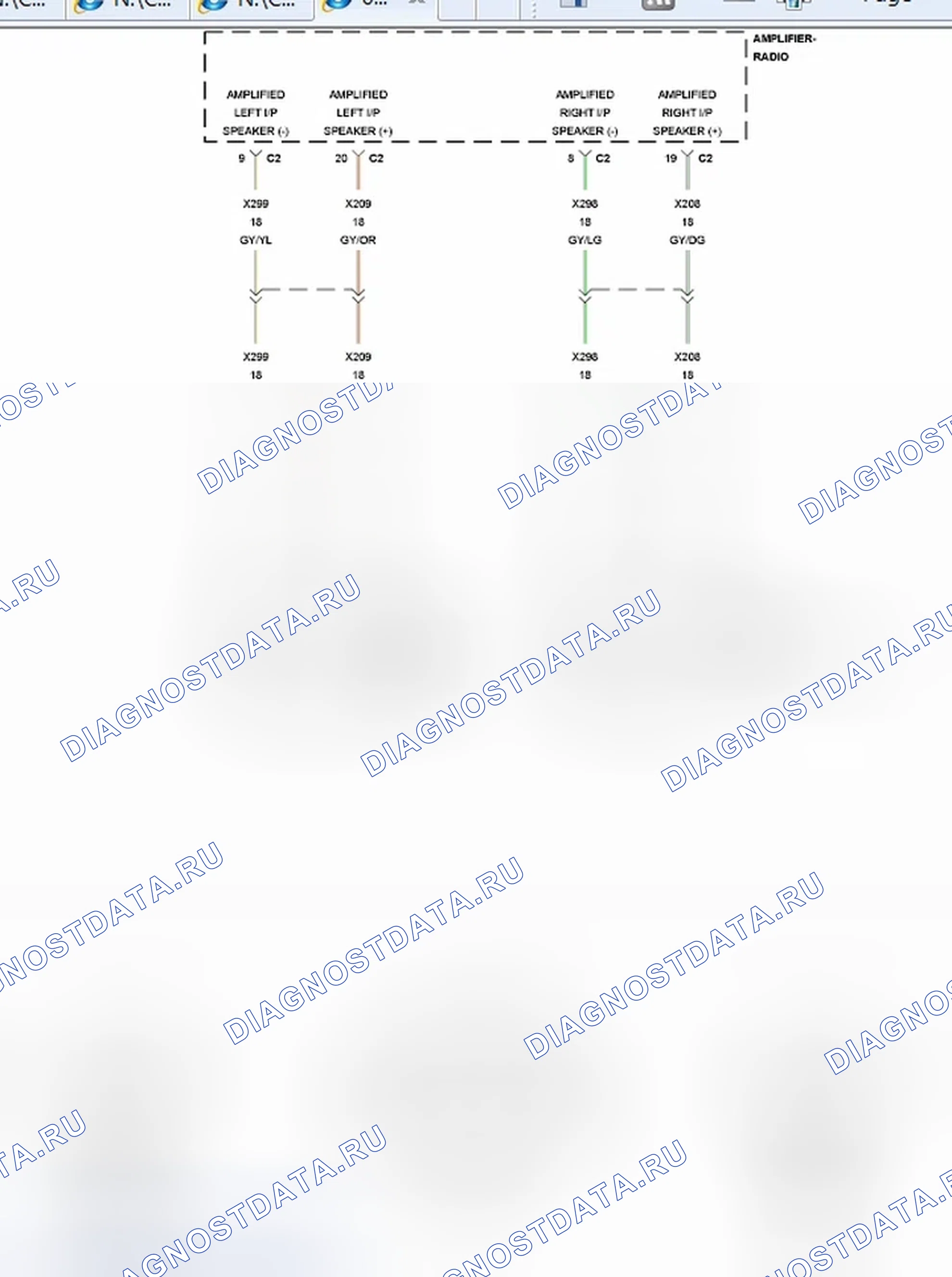 Рис. 48: ВЫХОДНАЯ СХЕМА АУДИОДИНАМИКА B1461-CHANNEL 1 - НИЗКИЙ УРОВЕНЬ. Dodge Durango III