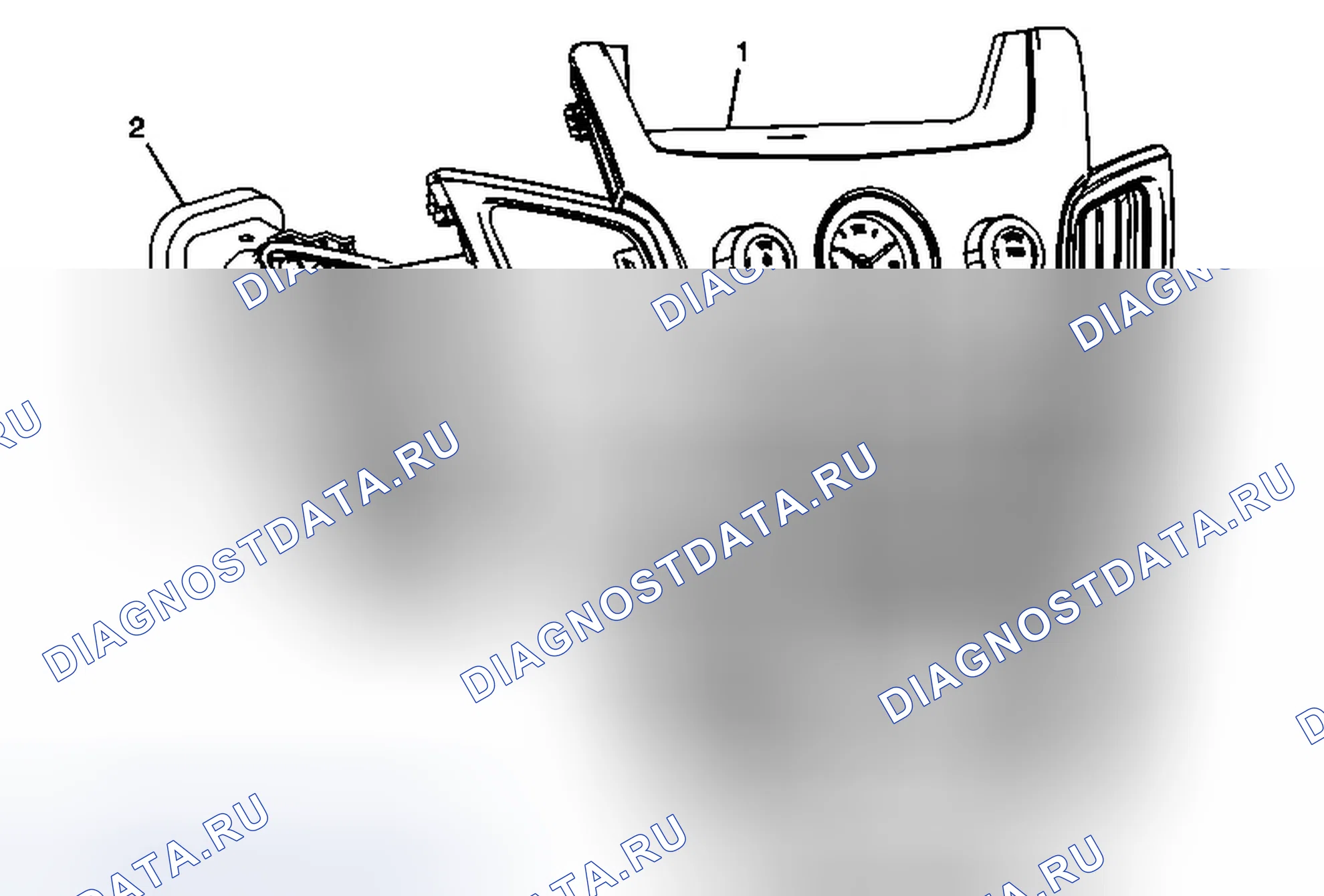 Рис. 21: Замена дефлектора центрального воздуховыпускного отверстия приборной панели. Cadillac CTS II