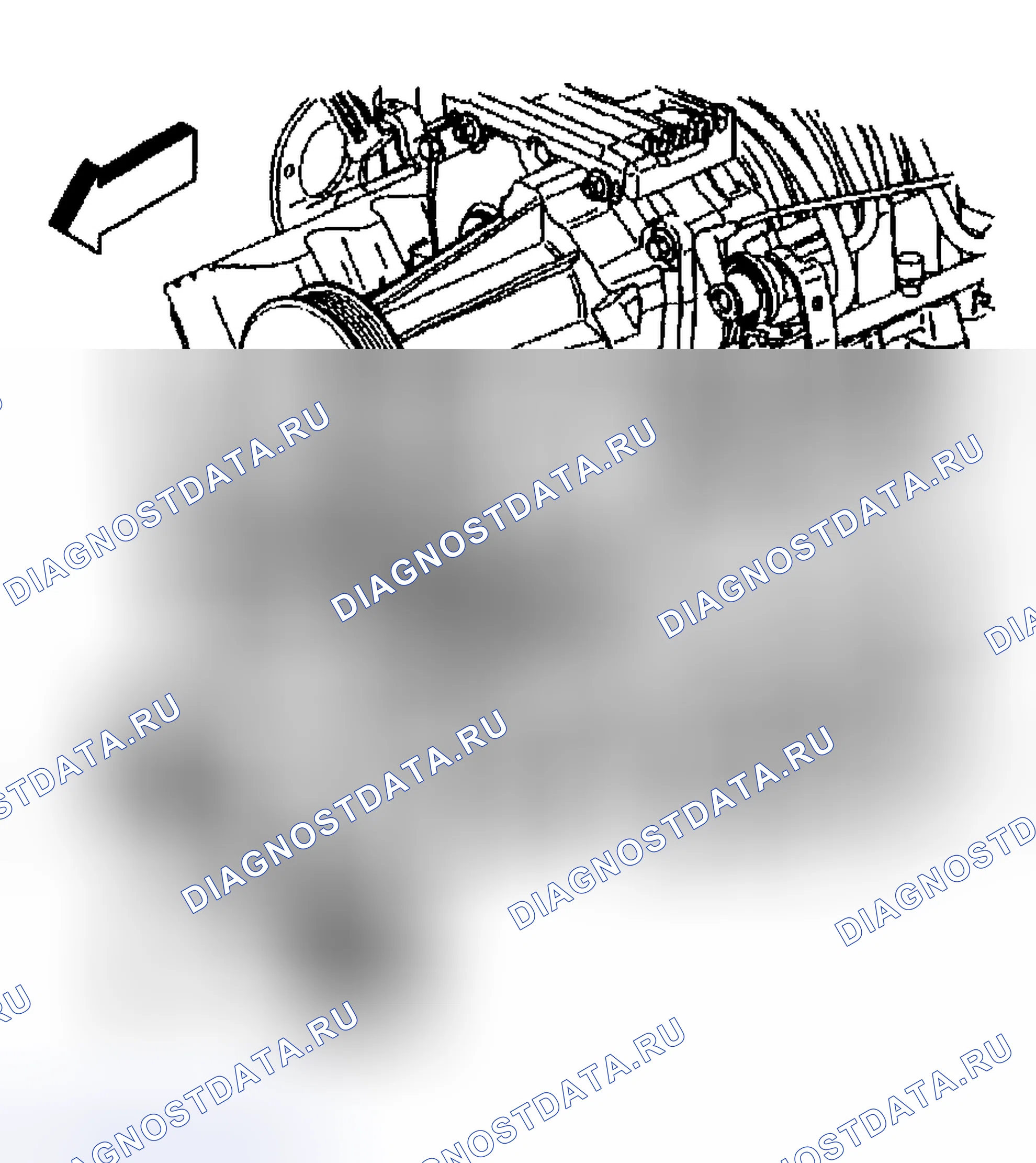 Рис. 519: Снятие натяжителя приводного ремня - слева (L67, C, H). Hyundai Veracruz I