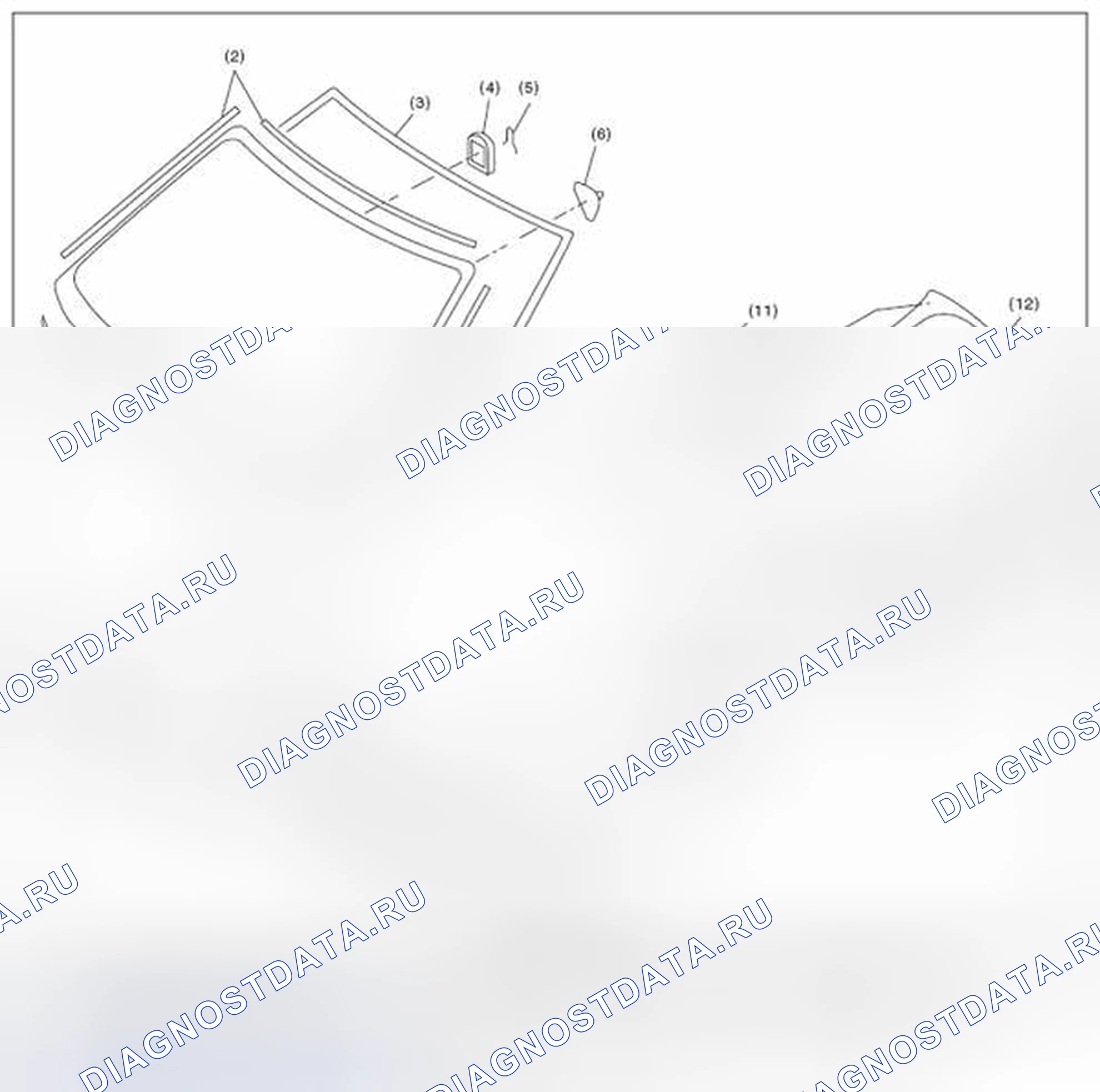 Рис. 75: НЕПОДВИЖНОЕ СТЕКЛО (МОДЕЛЬ С 5 ДВЕРЯМИ). Subaru Impreza GK