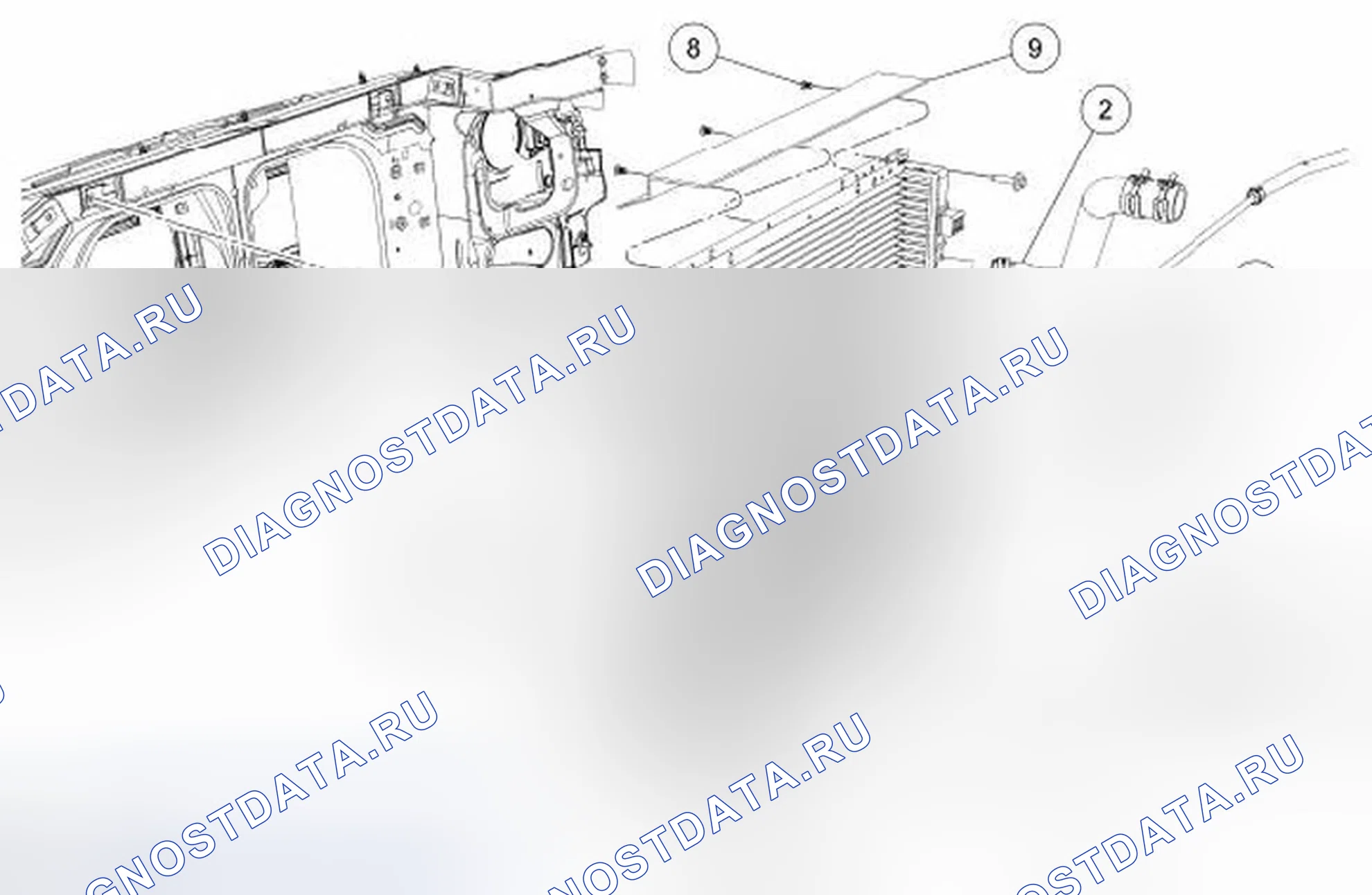 Рис. 8: Радиатор и шланги. Ford Ranger II рестайлинг