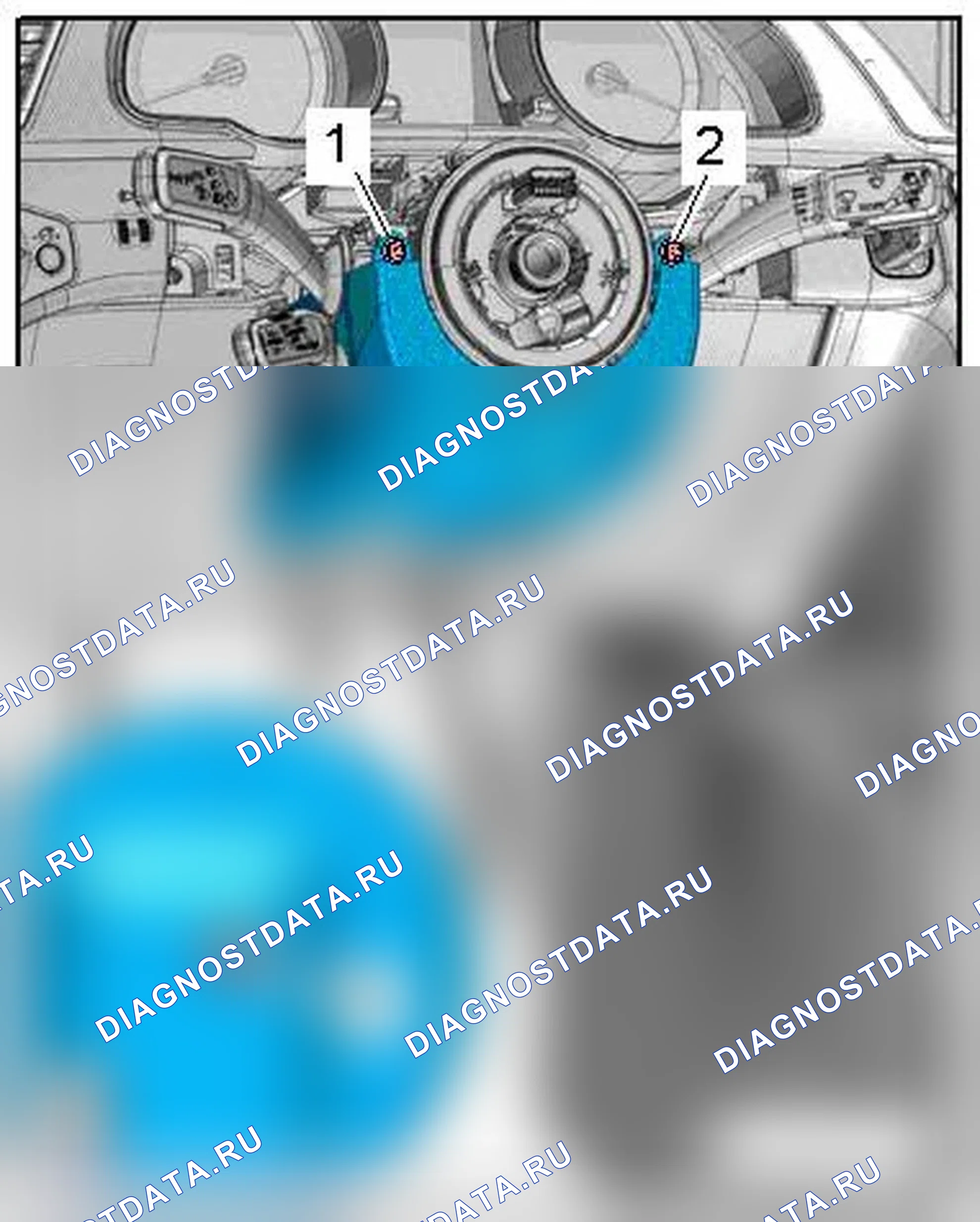 Рис. 62: НИЖНЯЯ ПАНЕЛЬ РЕГУЛИРОВКИ МОДУЛЯ ПЕРЕКЛЮЧАТЕЛЯ РУЛЕВОЙ КОЛОНКИ. Audi Q5 I
