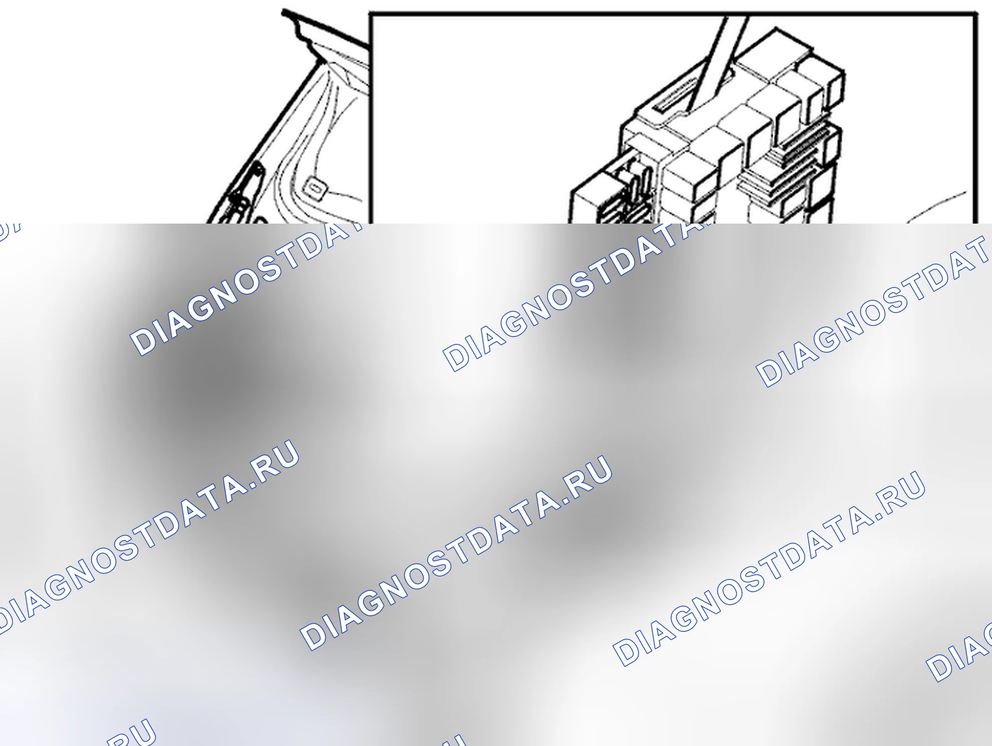 Рис. 2229: Открытие встроенного реле / термобатареи в грузовом отсеке. Volvo V70 II