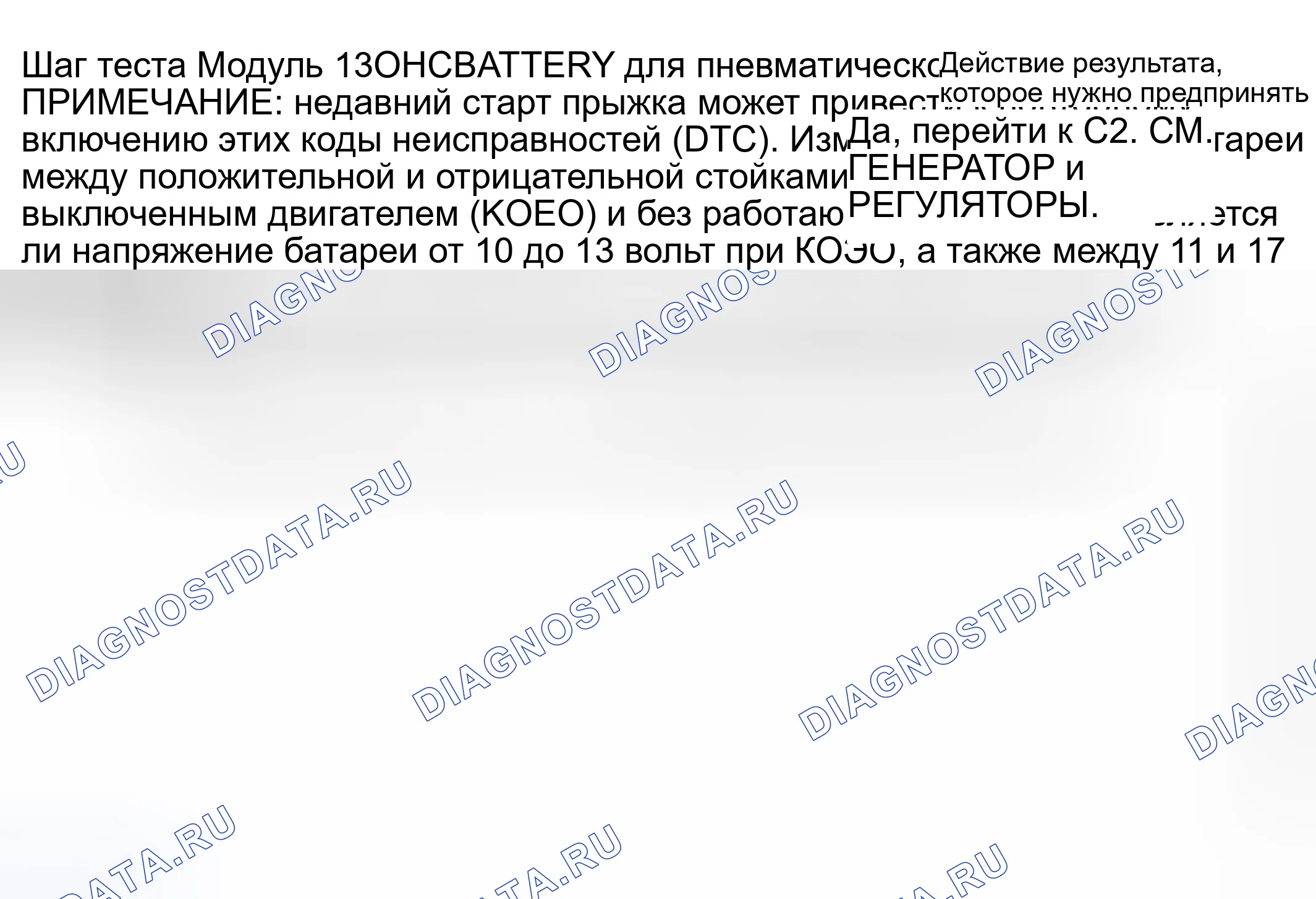 Рис. 3: диагностический тест C: расшифровка кода ошибки B1317 / B1318 - напряжение батареи высокое / низкое. Mazda Flair II