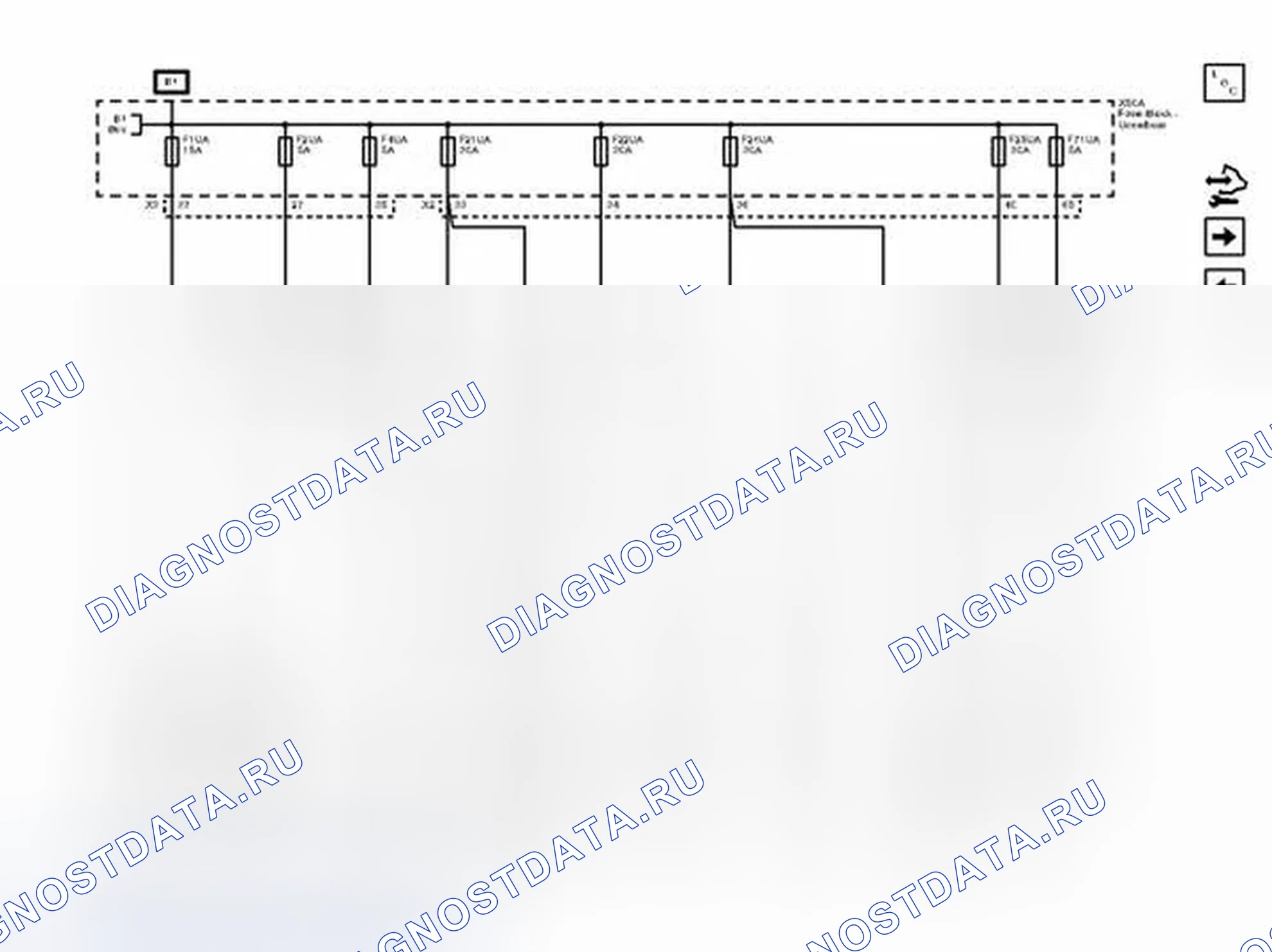 Рис. 80: Предохранители F1UA, F2UA, F4UA, F21UA, F22UA, F24UA, F25UA и F71UA. Chevrolet Malibu VIII рестайлинг