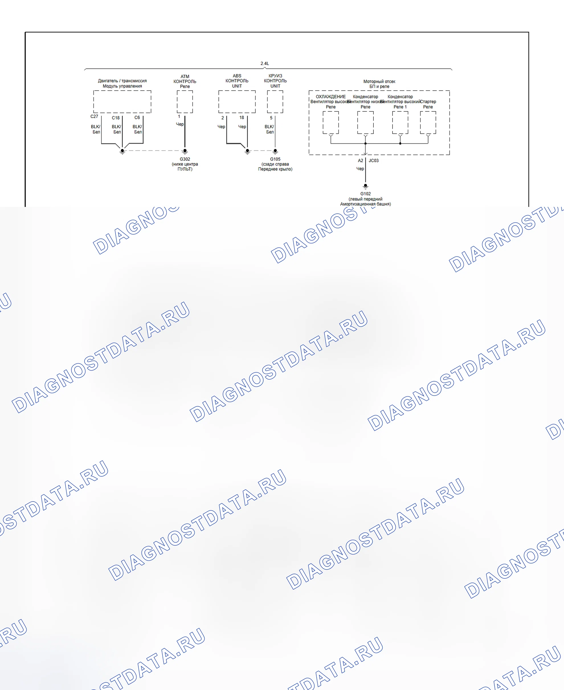 Рис. 3: Схема разводки массы (Optima и Magentis (Канада) - 3 из 3). Kia Magentis I