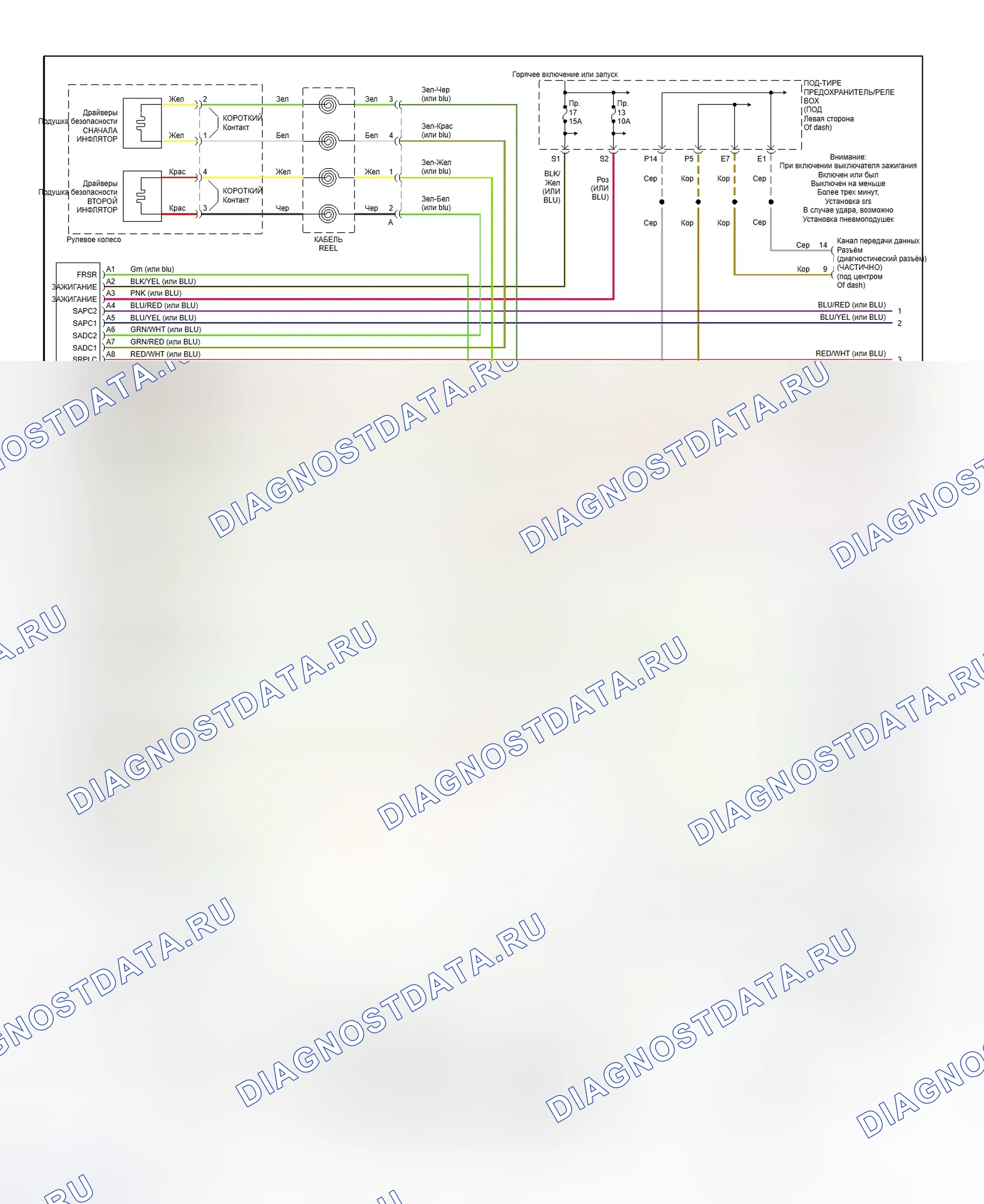 Рис. 14: Схема подключения системы подушек безопасности (Civic Hybrid-1 Of 2). Honda Civic VII рестайлинг