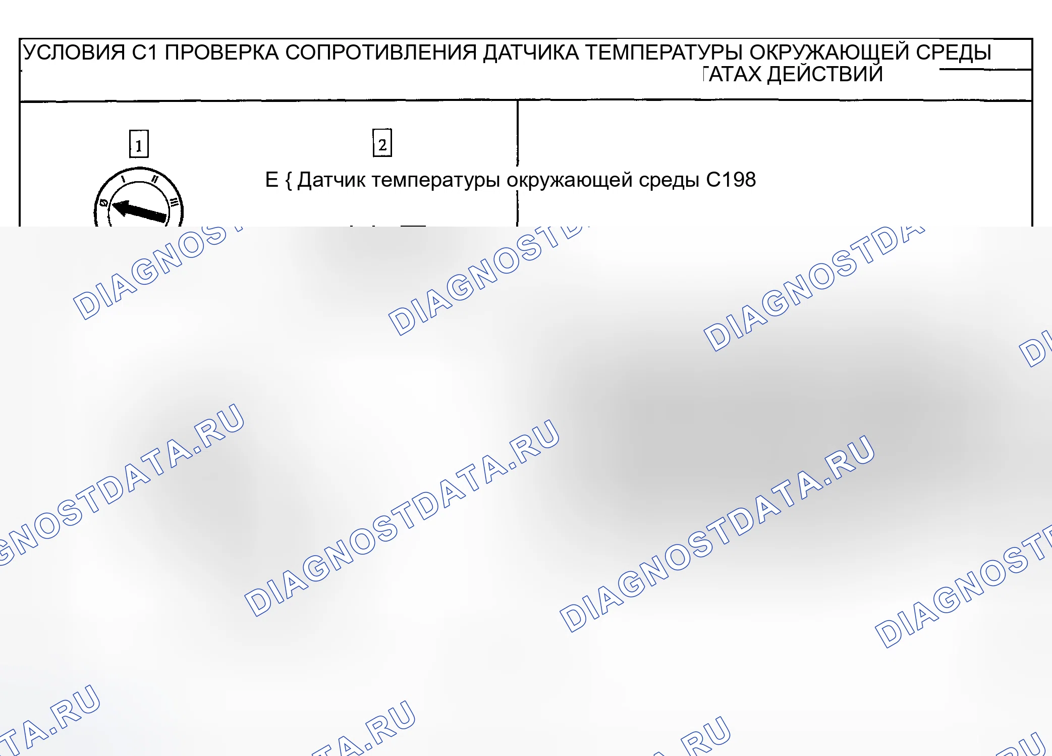 Рис. 21: ТОЧЕЧНОЕ ИСПЫТАНИЕ C: расшифровка кода ошибки B1255 ИЛИ DTS B1257 - ОБРЫВ ЦЕПИ ДАТЧИКА ТЕМПЕРАТУРЫ ОКРУЖАЮЩЕЙ СРЕДЫ ИЛИ КОРОТКОЕ замыкание на массу. Mercury Sable IV