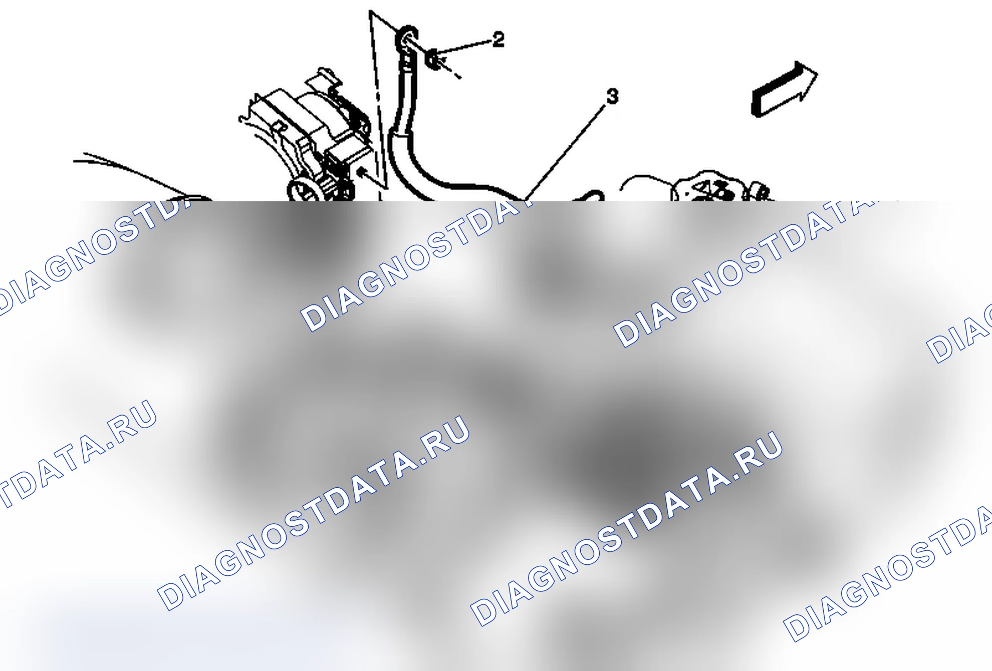 Рис. 9: Замена кабеля блока принудительного соединения аккумуляторной батареи (нагреватель воздухозаборника - дизель). GMC Sierra 2500 HD 