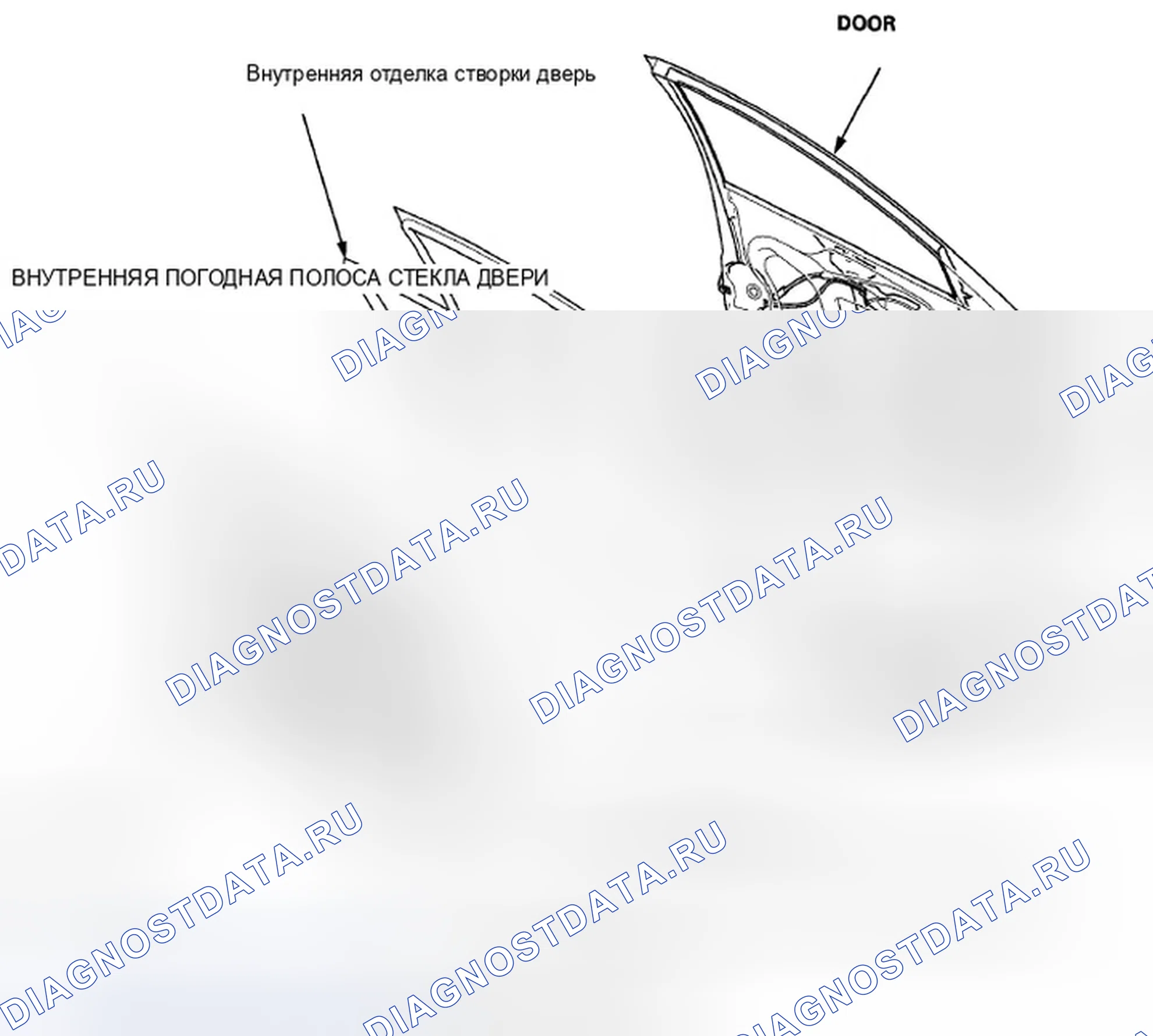 Рис. 225: Индекс расположения компонентов - передняя дверь. Honda Crosstour I