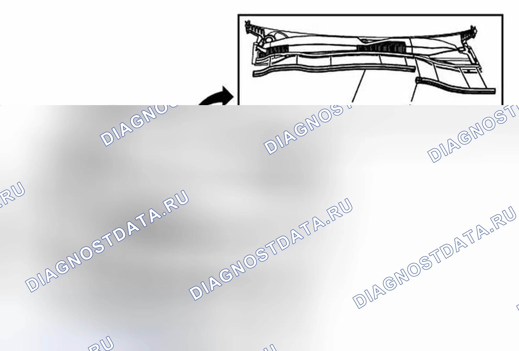 Рис. 31: Замена задней погодной полосы капота. Chevrolet Camaro V