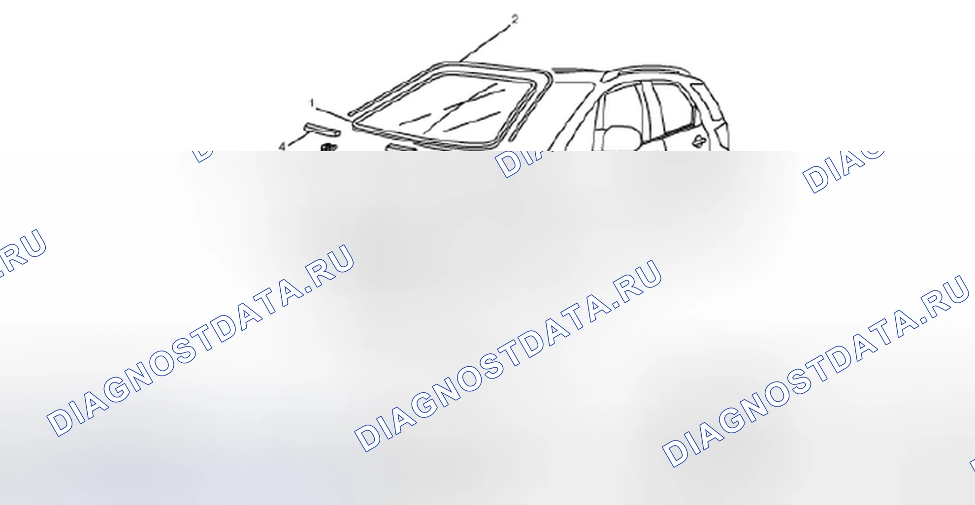 Рис. 1: Компоненты ветрового стекла. Suzuki SX4 I