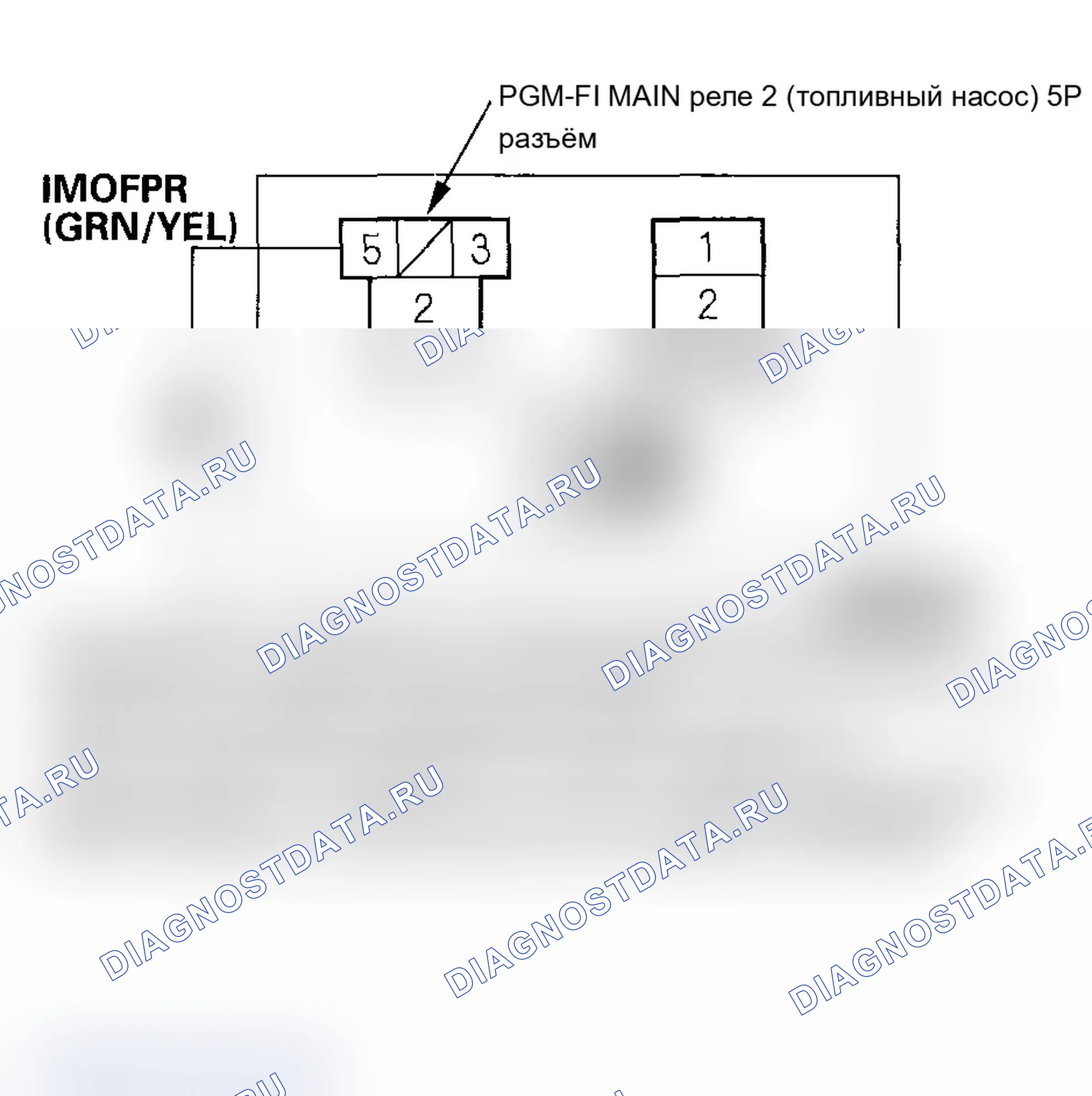 Рис. 14: расшифровка кода ошибки P0627: Неисправность цепи главного реле 2 (топливного насоса) PGM-FI. Acura MDX I