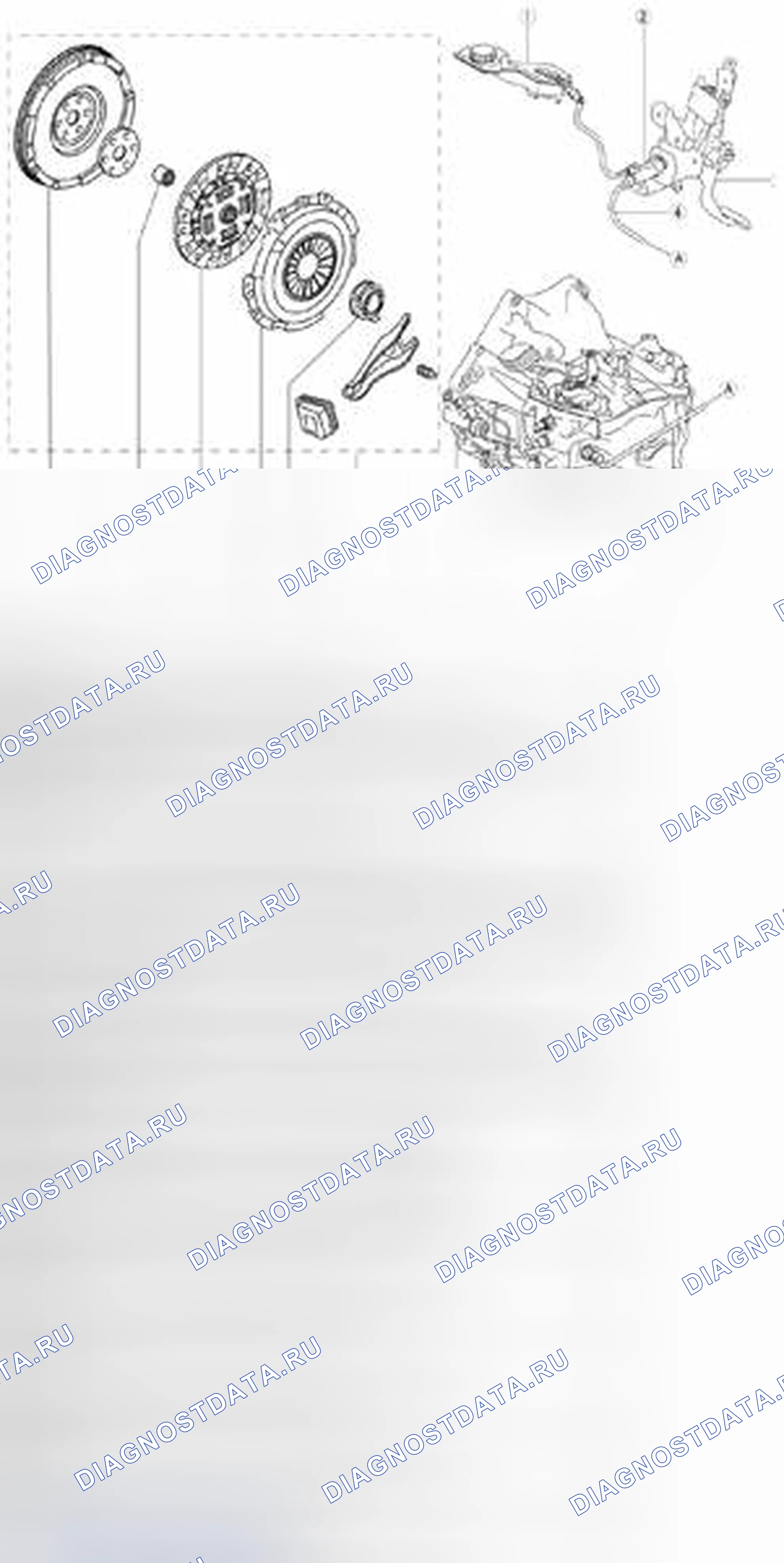 Рис. 163: Расположение компонентов сцепления [C66M-R]. Mazda 3 BL рестайлинг