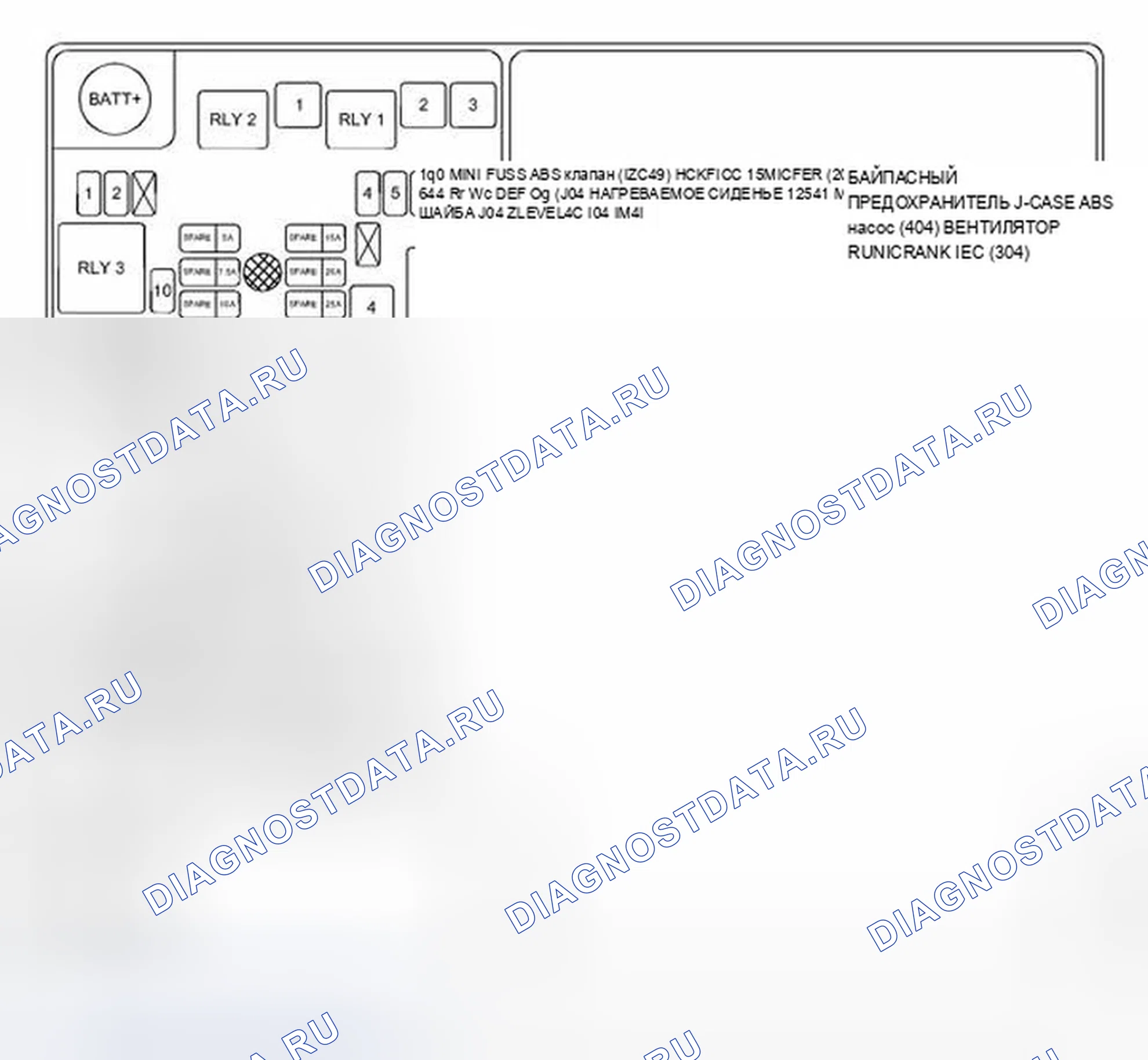Рис. 4: Блок предохранителей X50A - наклейка под капотом (LUW). Chevrolet Sonic I