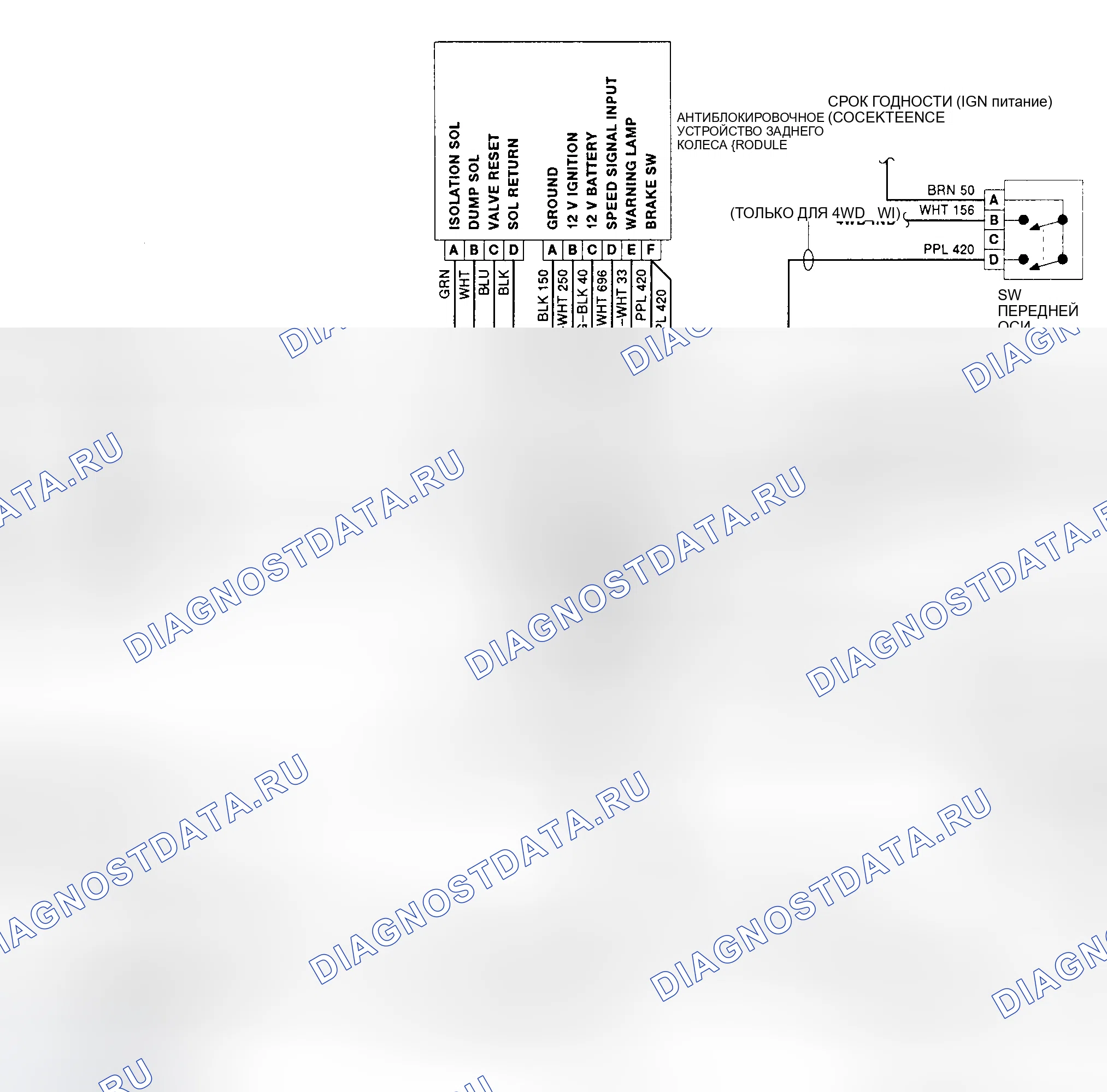 Рис. 30: электросхема RWAL (серия C&K). Chevrolet Suburban V2500 