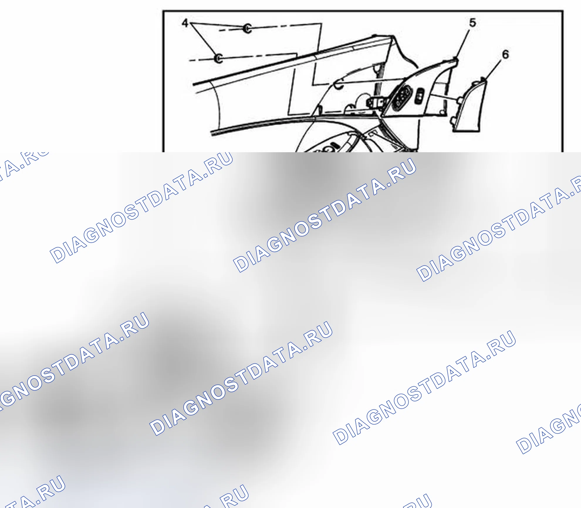 Рис. 18: Замена решетки динамика передней стороны радиоприемника. Chevrolet Corvette C6