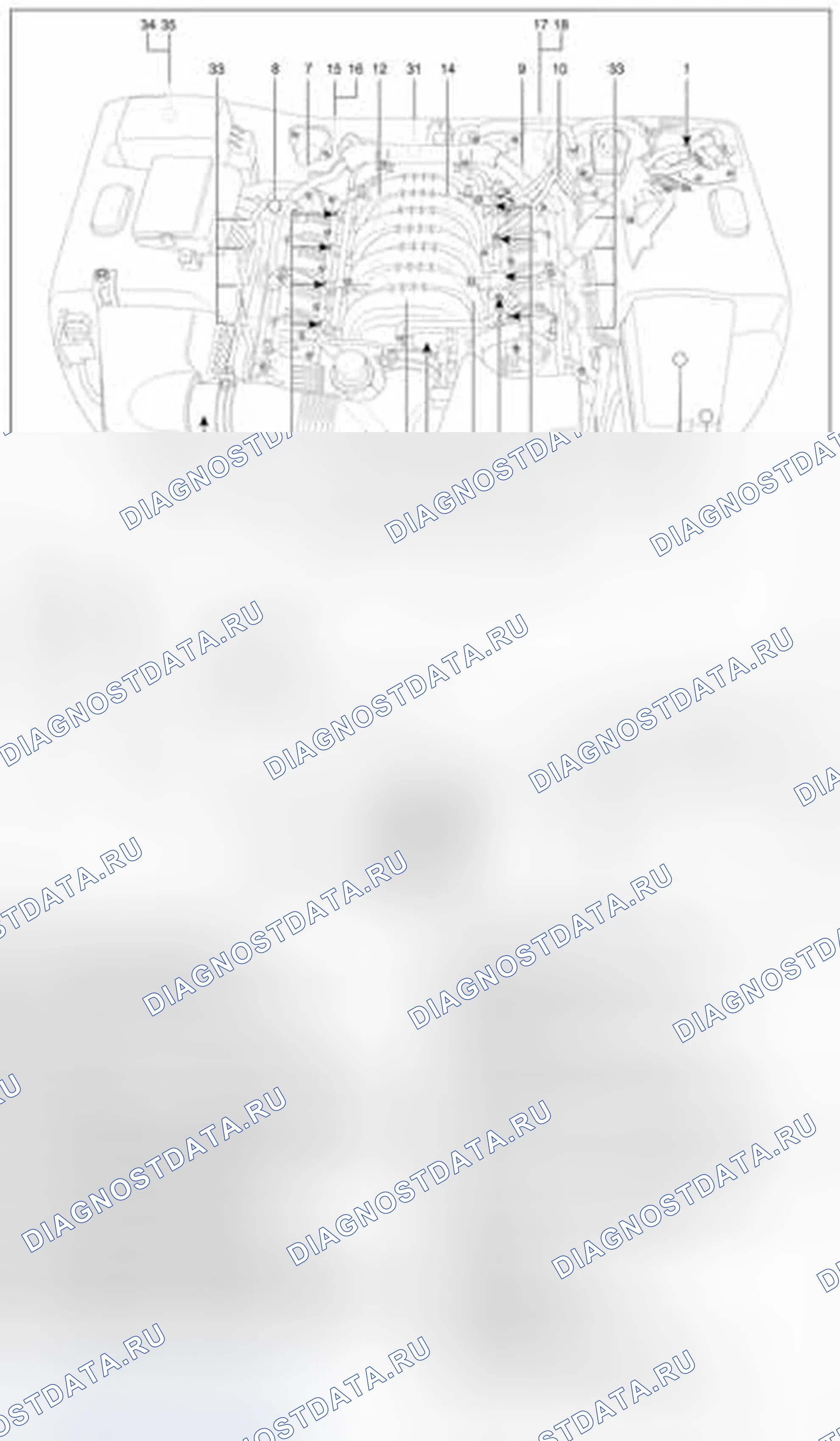 Рис. 114: Расположение компонентов. Hyundai Equus II