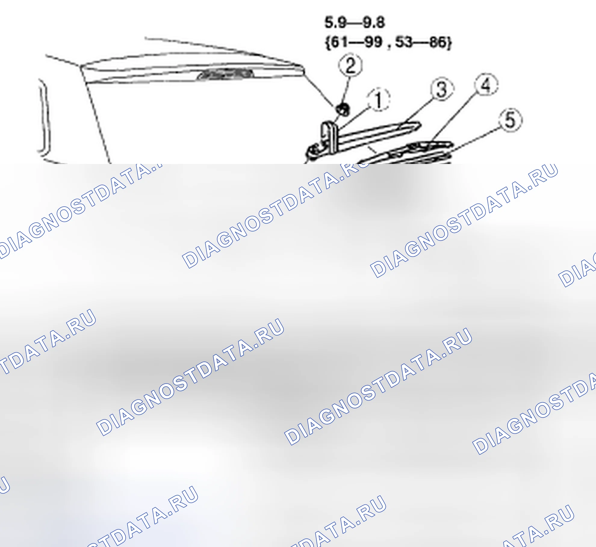 Рис. 27: ЗАДНИЙ РЫЧАГ СТЕКЛООЧИСТИТЕЛЯ И СНЯТИЕ / УСТАНОВКА ЩЕТКИ. Mazda CX-9 I