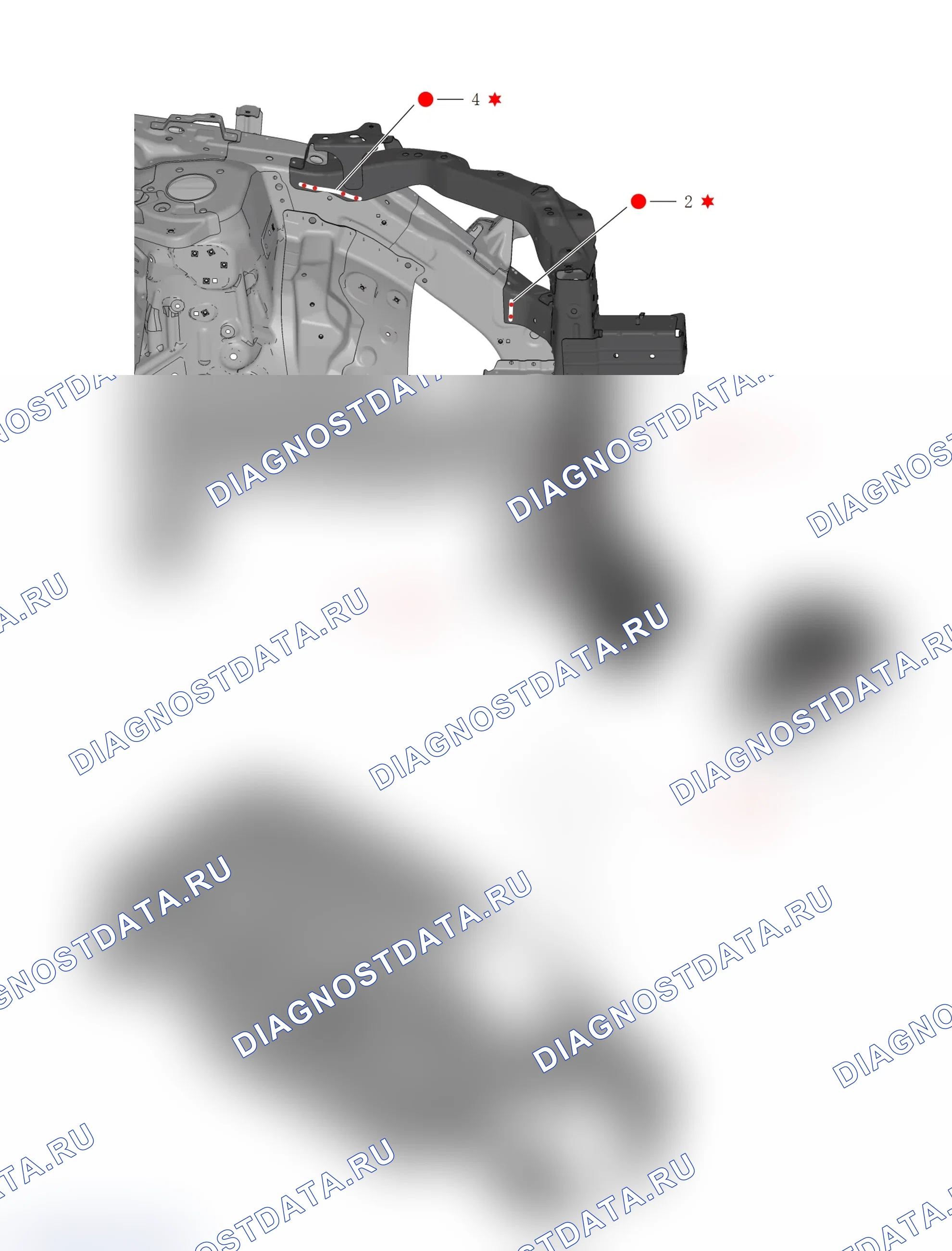 Узел нижних поперечных балок радиатора — Haval M6. Haval M6 I