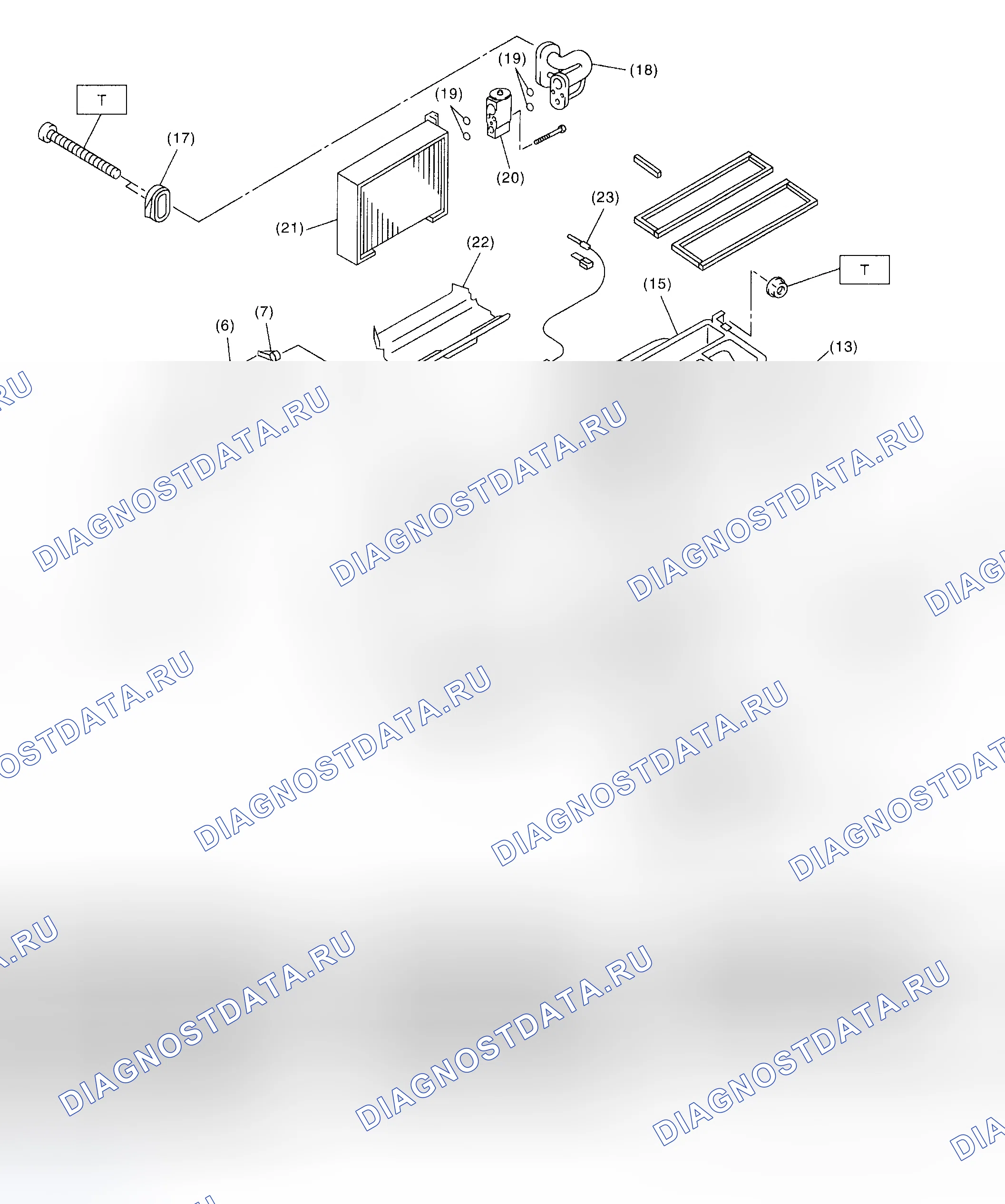Рис. 6: БЛОК ОХЛАЖДЕНИЯ НАГРЕВАТЕЛЯ. Subaru Forester SG