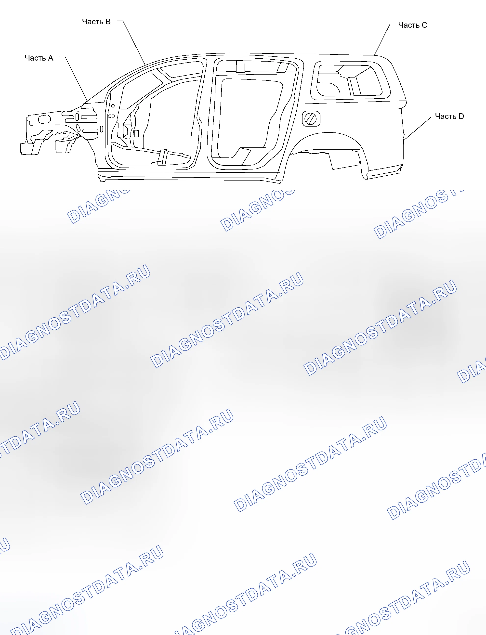 Рис. 243: ОТМЕТКИ ЦЕНТРА ТЕЛА. Honda N-WGN I