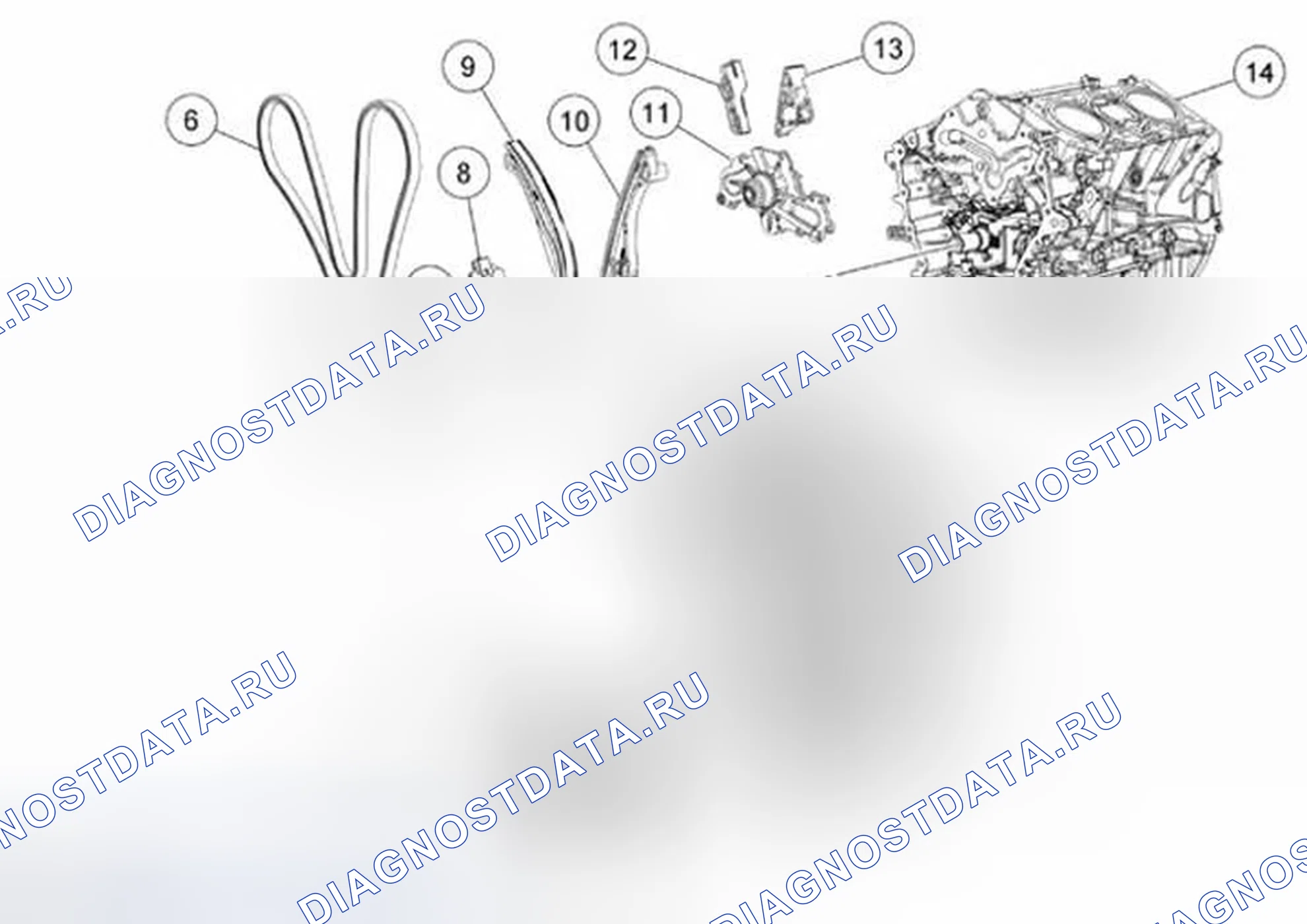 Рис. 1221: Передняя часть двигателя. Ford Edge I рестайлинг