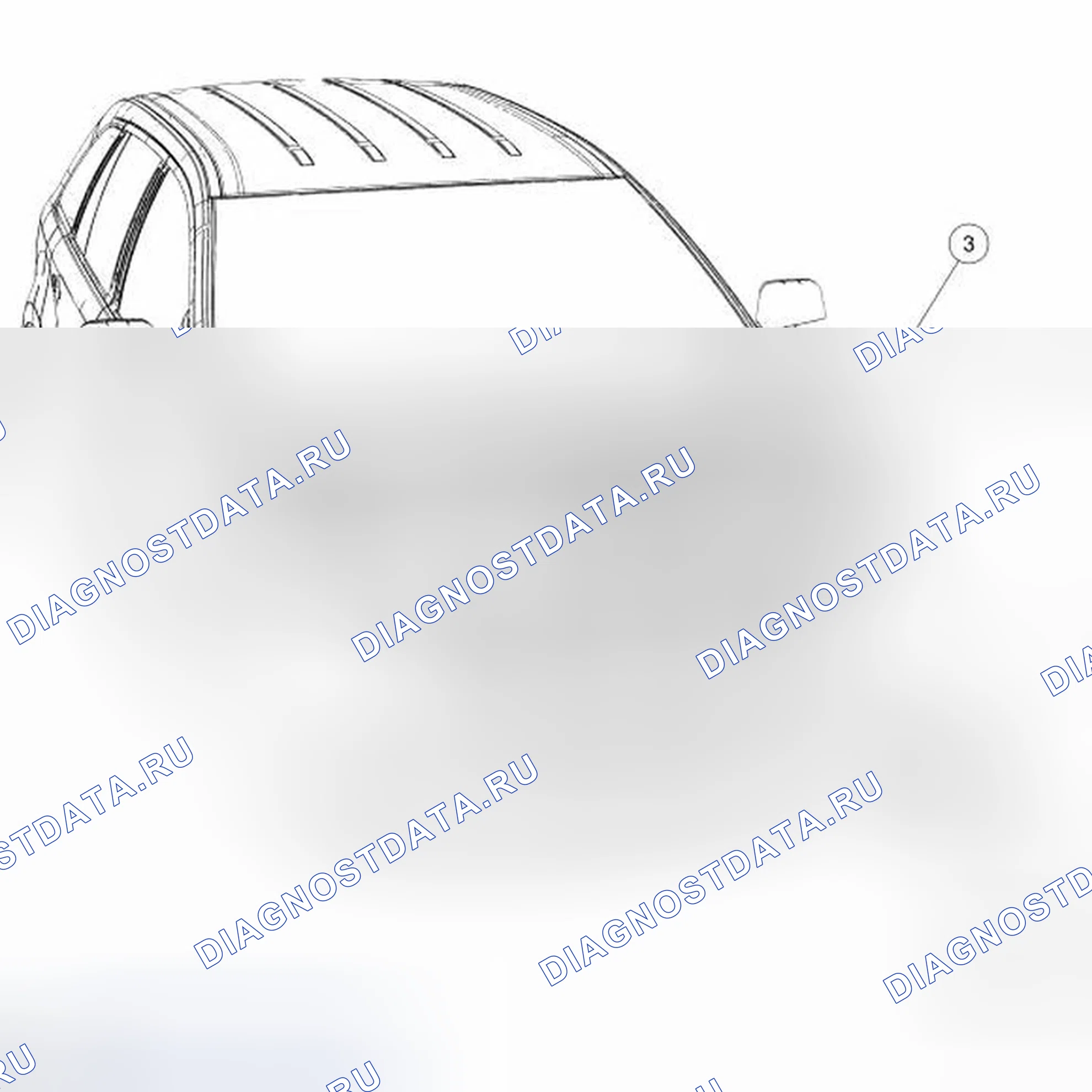 Рис. 41: Защелка капота и компоненты - разнесенный вид. Ford Edge I