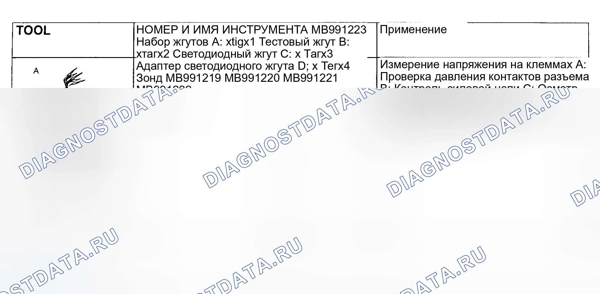 Рис. 5: СПЕЦИАЛЬНЫЕ ИНСТРУМЕНТЫ. Mitsubishi Lancer IX рестайлинг