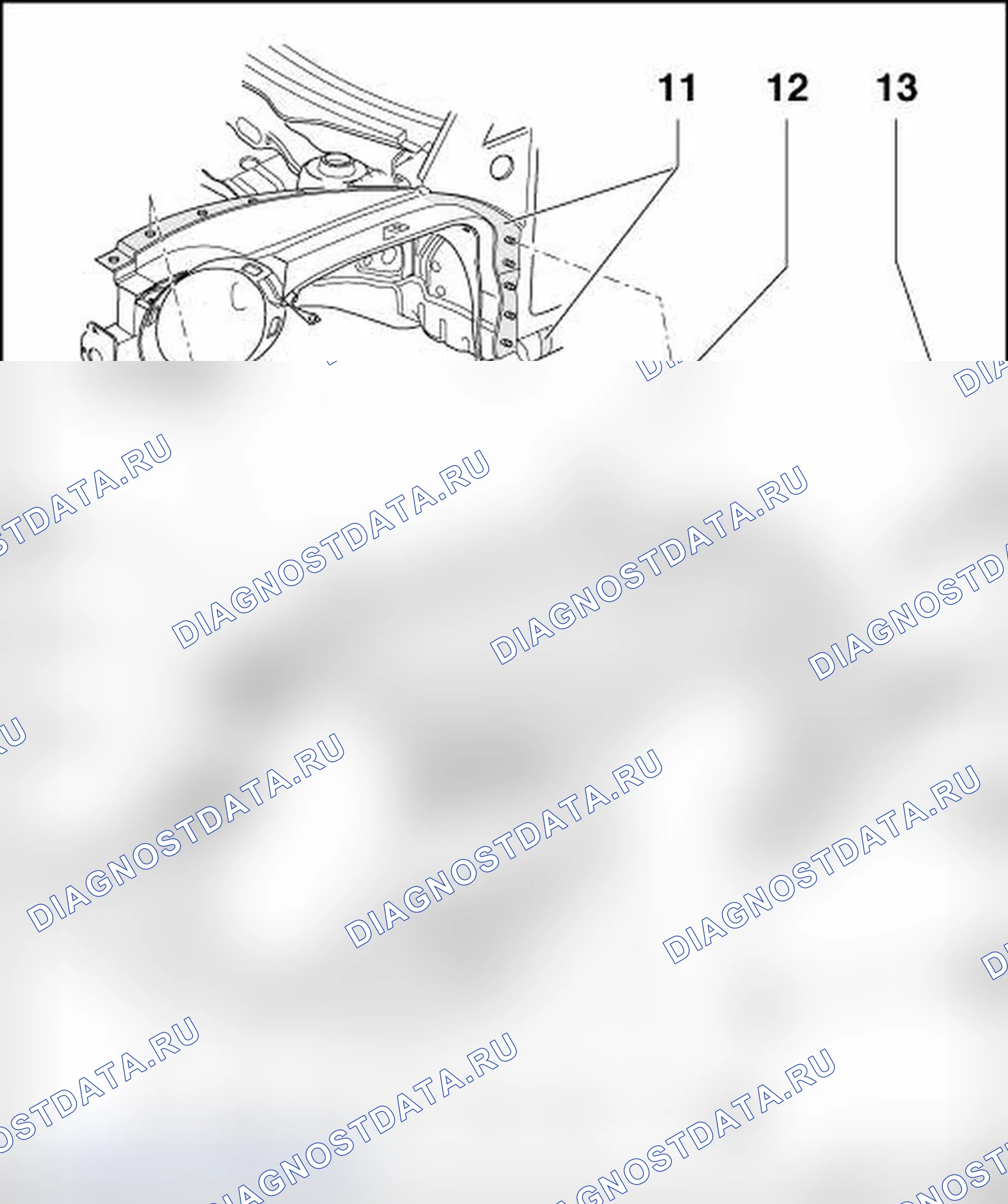 Рис. 121: ОБЗОР УЗЛА ПЕРЕДНЕГО КРЫЛА. Volkswagen New Beetle A4