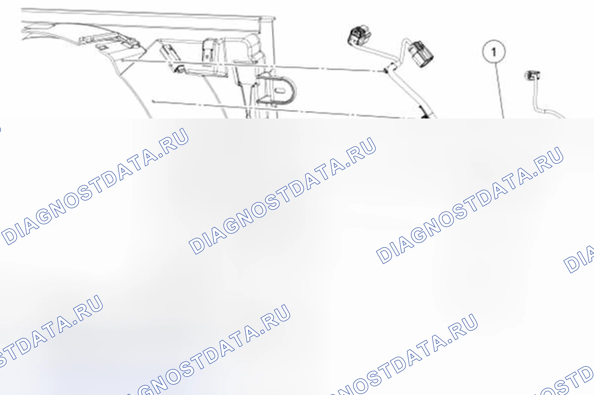 Рис. 11: Фиксаторы жгута проводов без вакуумного резервуара. Ford Pickup F250 Super Duty II