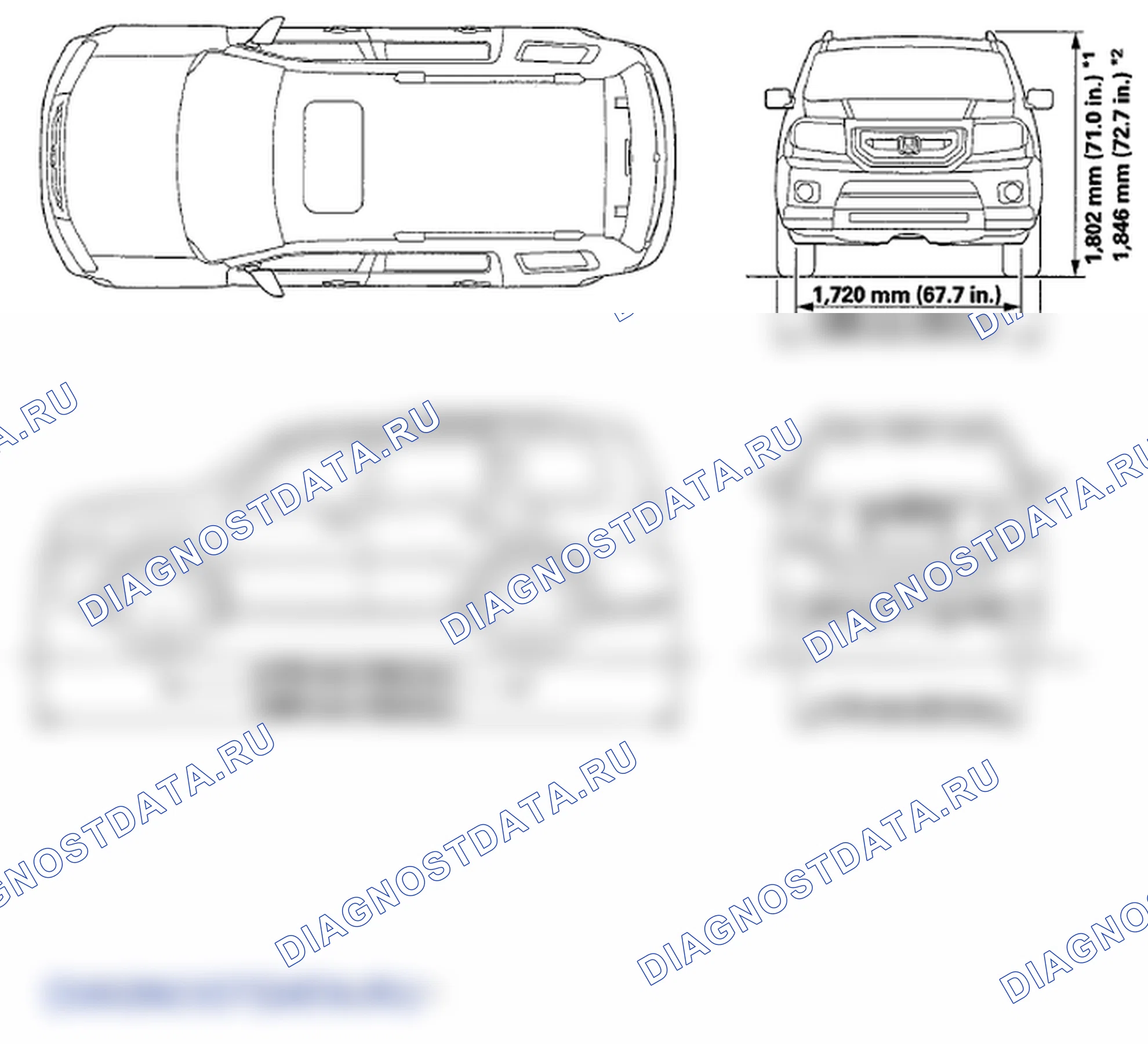 Рис. 1: Характеристики кузова. Honda Pilot II