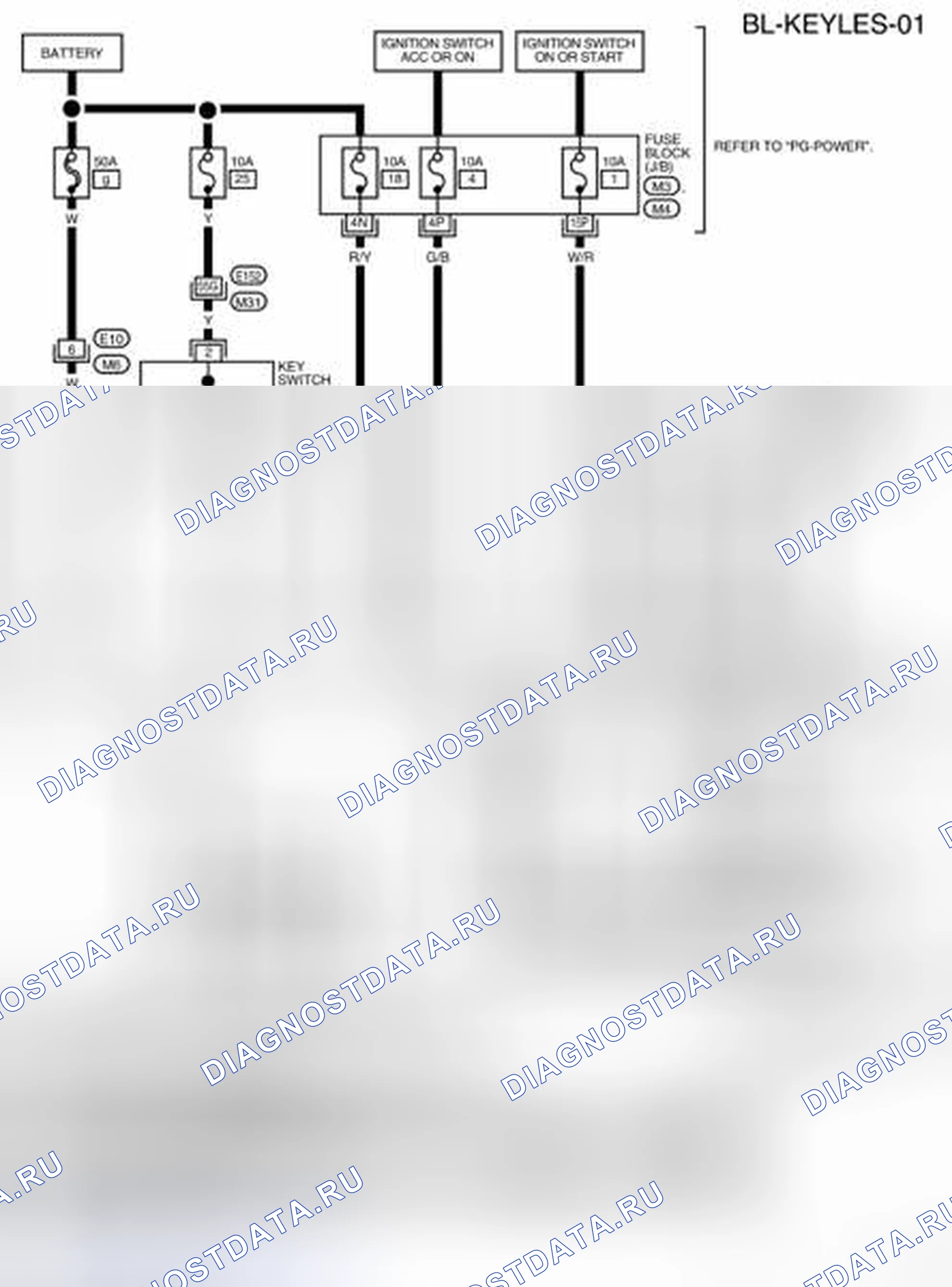 Рис. 61: Bl-KEYLES-01 - схема электропроводки (кабина управления). Nissan Frontier D40