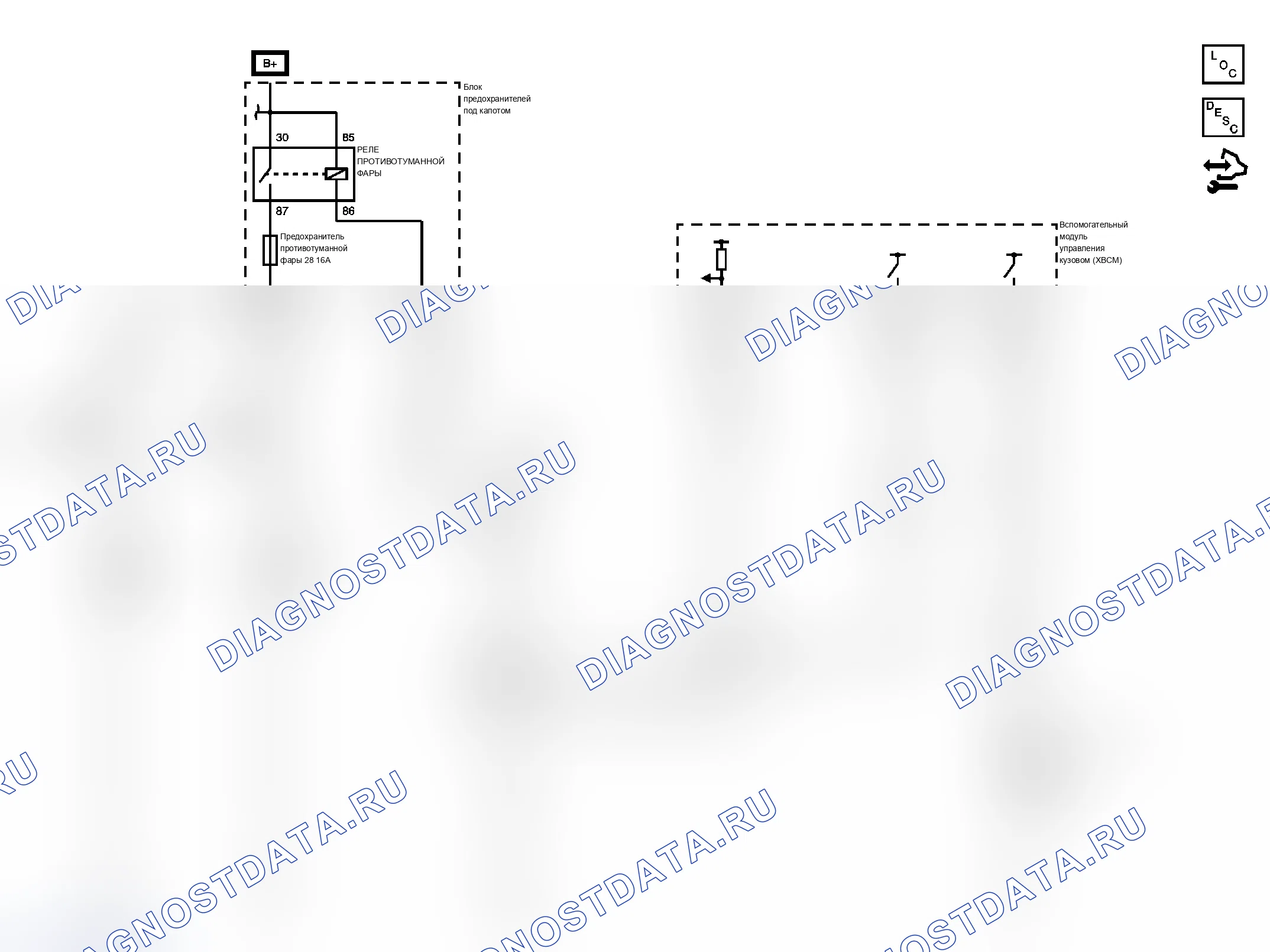 Рис. 6: Схема противотуманных фар. Chevrolet Tahoe III