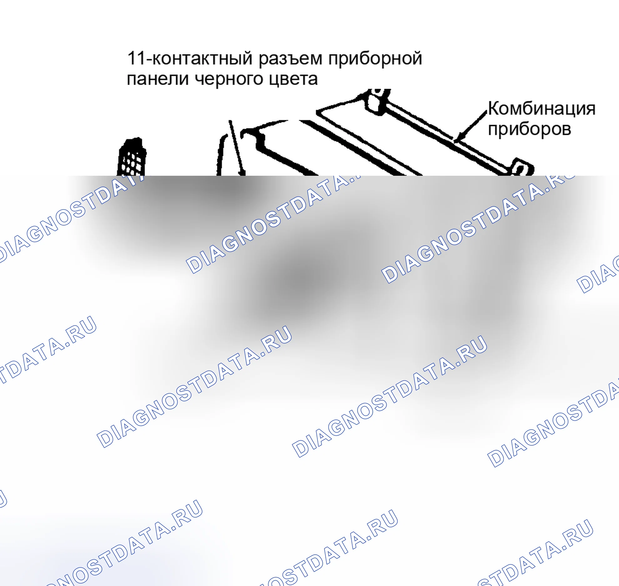 Рис. 35: Расположение 11-контактных разъемов черного / красного цвета для приборной панели. Mercedes-Benz G-класс W463