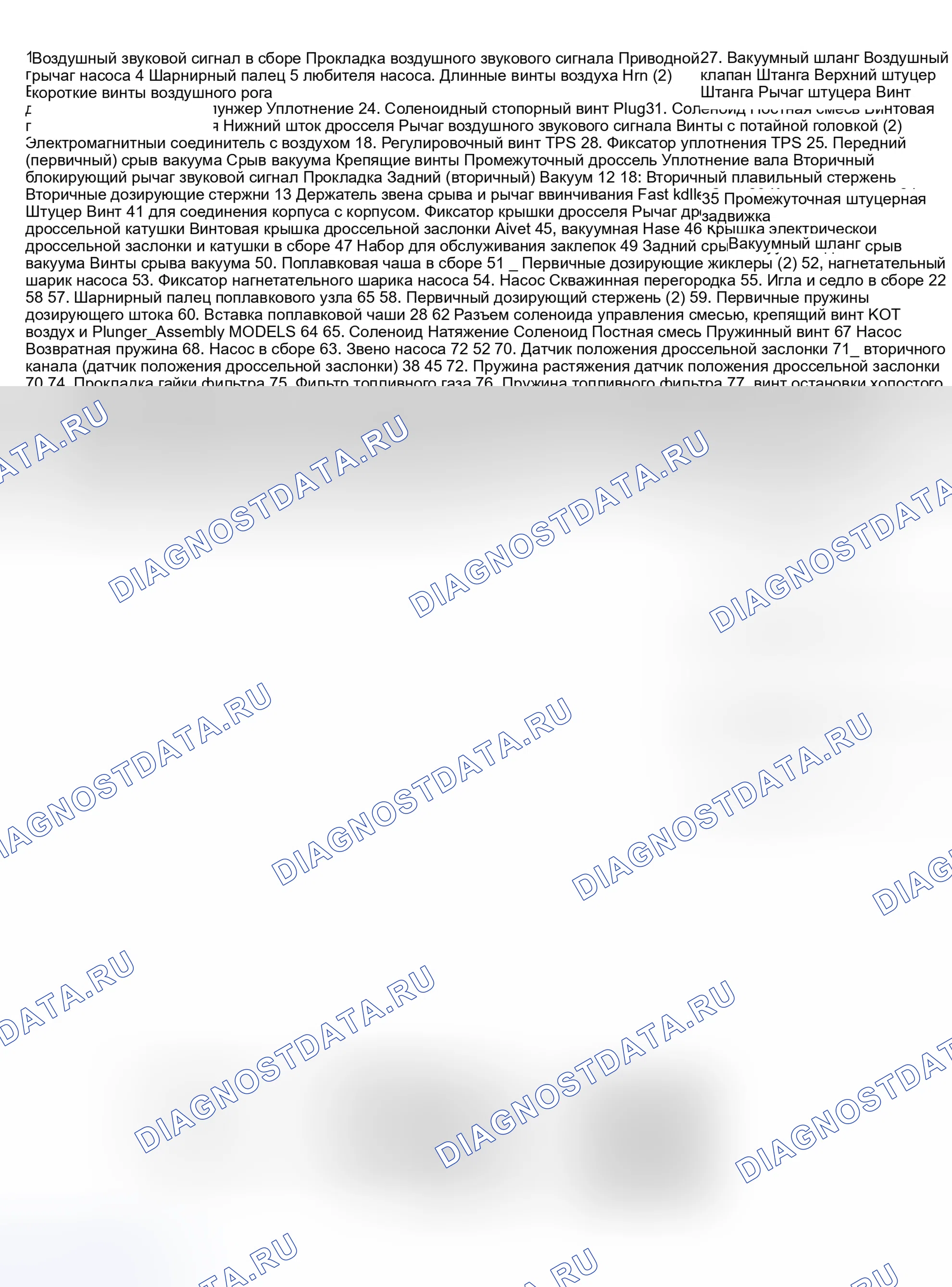 Рис. 18: Разнесенный вид карбюратора Rochester Model E4ME и E4MED 4-Barrel. Chevrolet Suburban C10 