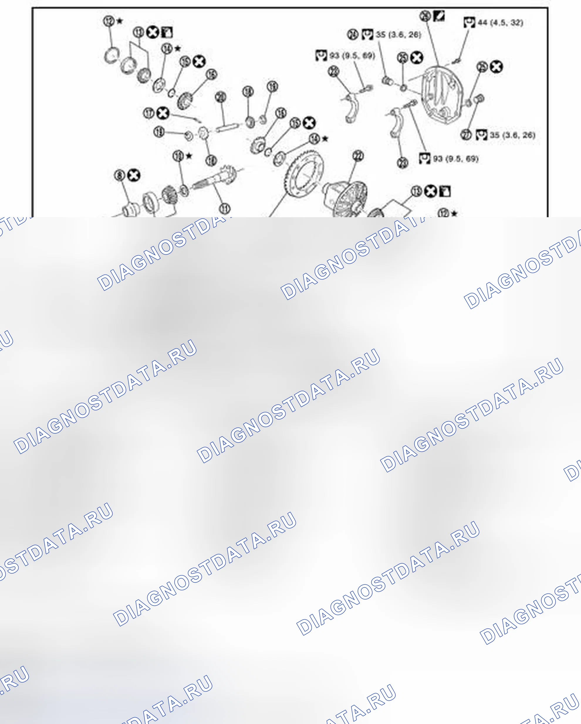 Рис. 105: AWD: Разнесенный вид. Infiniti FX50 II рестайлинг
