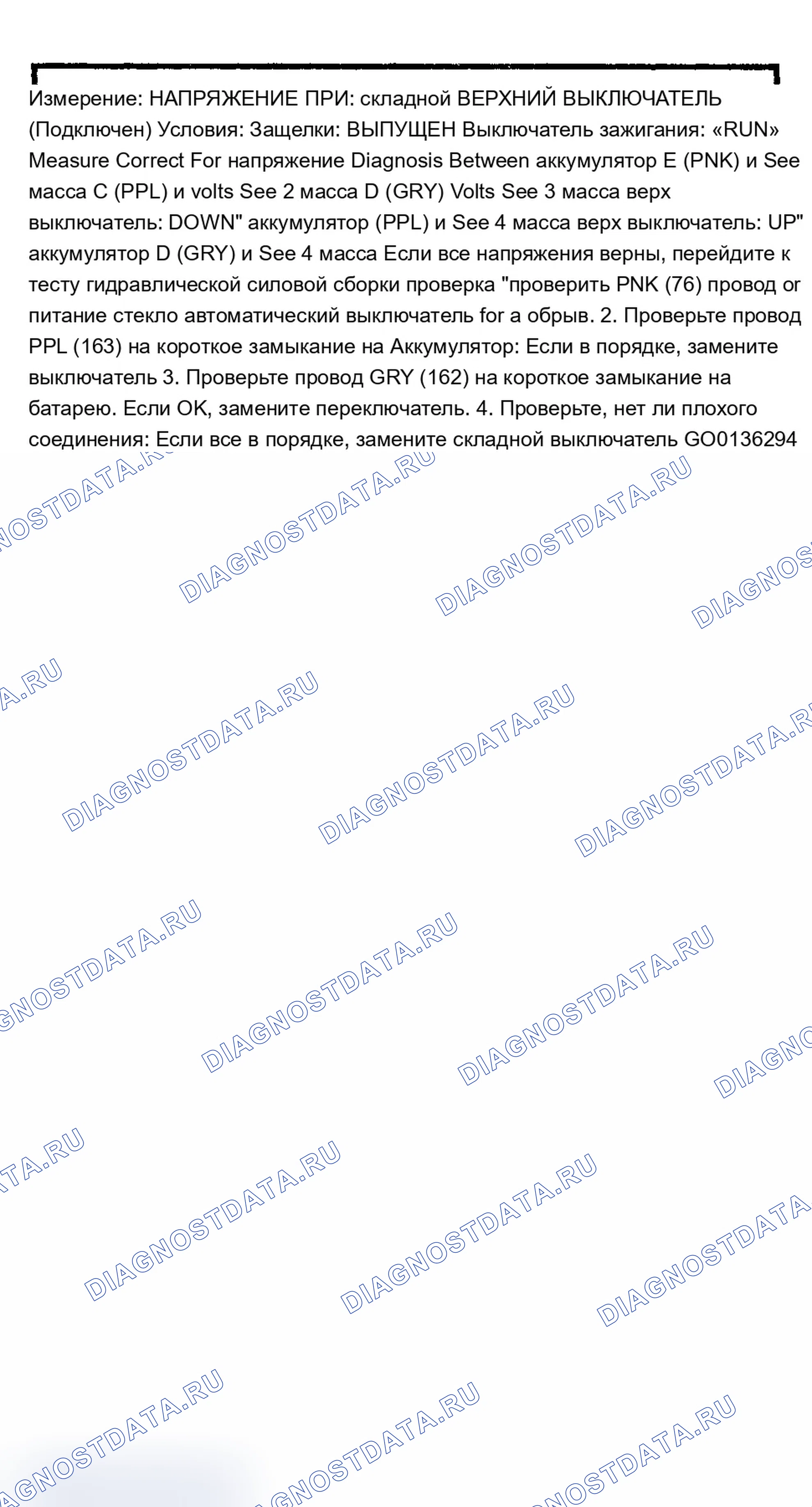 Рис. 29: ТЕСТ А: складной ВЕРХНИЙ ПЕРЕКЛЮЧАТЕЛЬ ТЕСТ. Oldsmobile Cutlass Supreme I