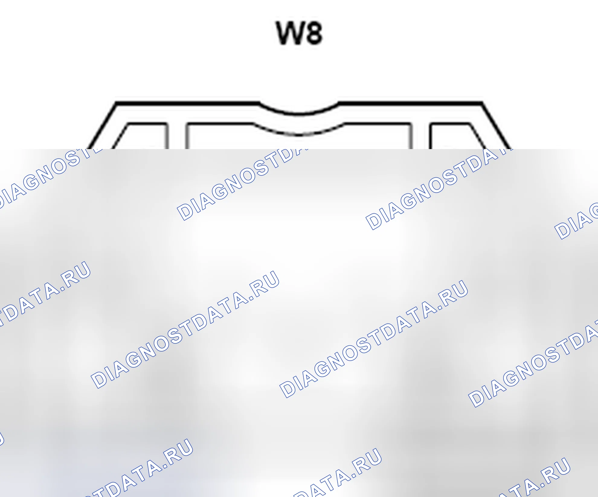 Рис. 707: Вид с торца левого разъема Visor в сборе (W8). Lexus GX J150