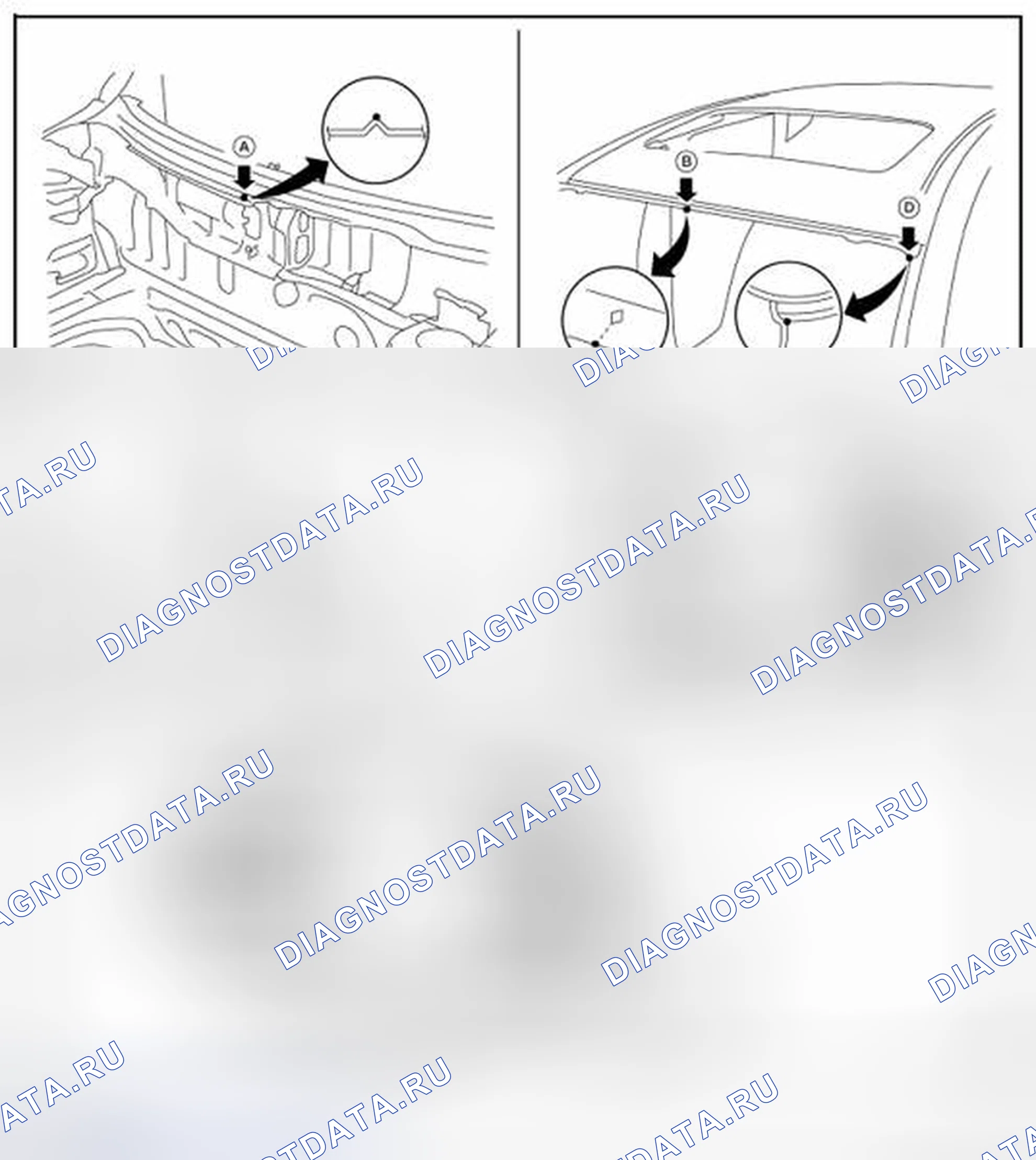 Рис. 228: ТОЧКИ ИЗМЕРЕНИЯ. Nissan Rogue II