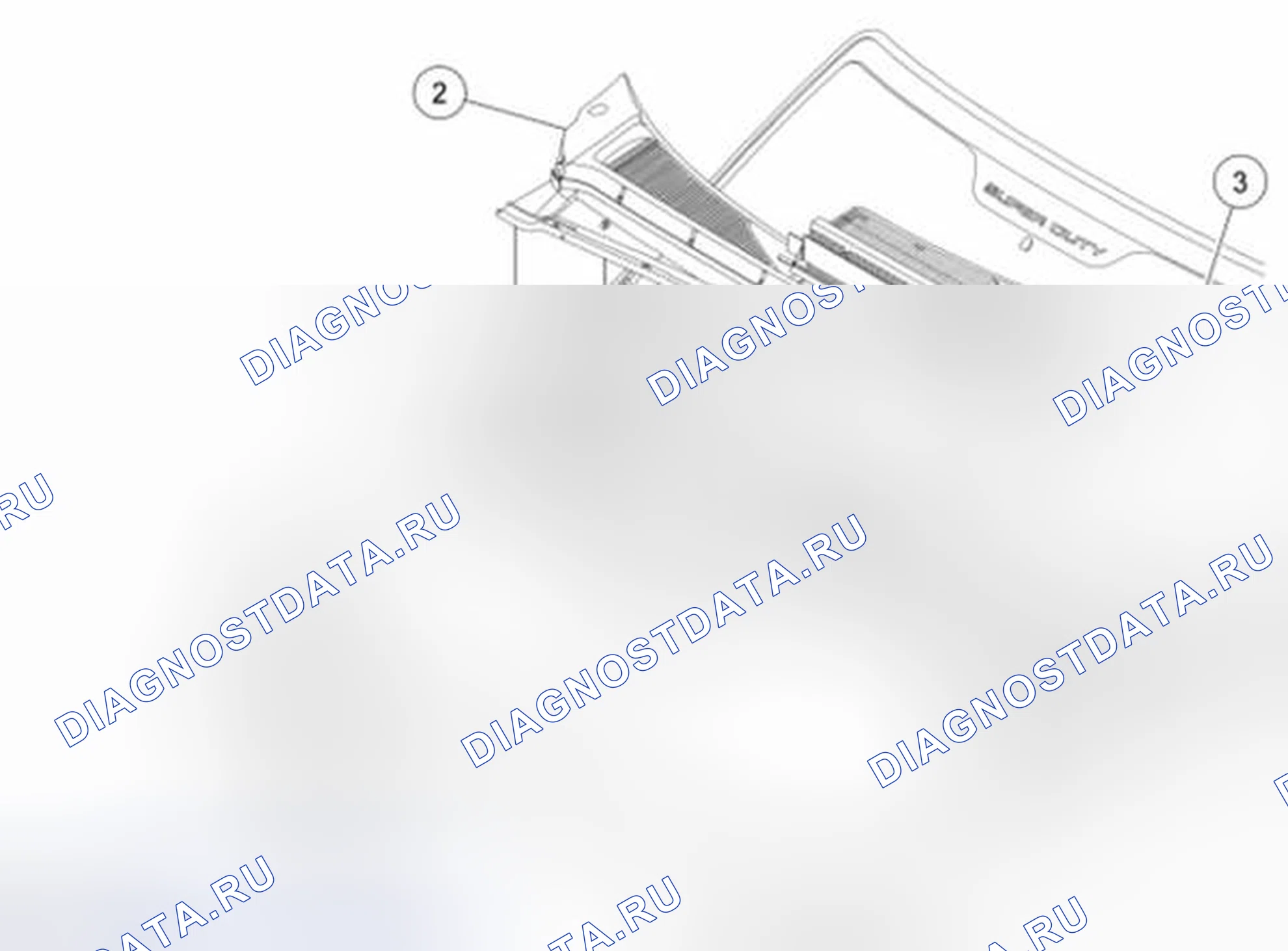 Рис. 5: Решетка панели капота. Ford Pickup F250 Super Duty II