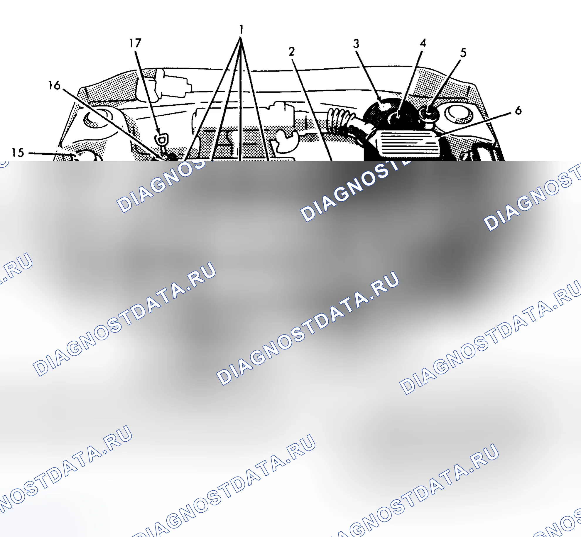 Рис. 6: РАСПОЛОЖЕНИЕ ТОЧЕК ОБСЛУЖИВАНИЯ. Toyota Paseo L40