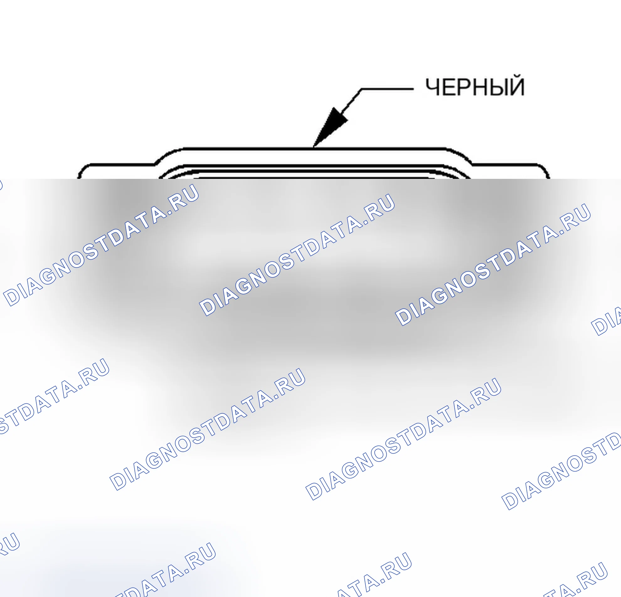 Рис. 135: Вид с торца разъема датчика уровня левой фары (экспорт). Dodge Magnum I
