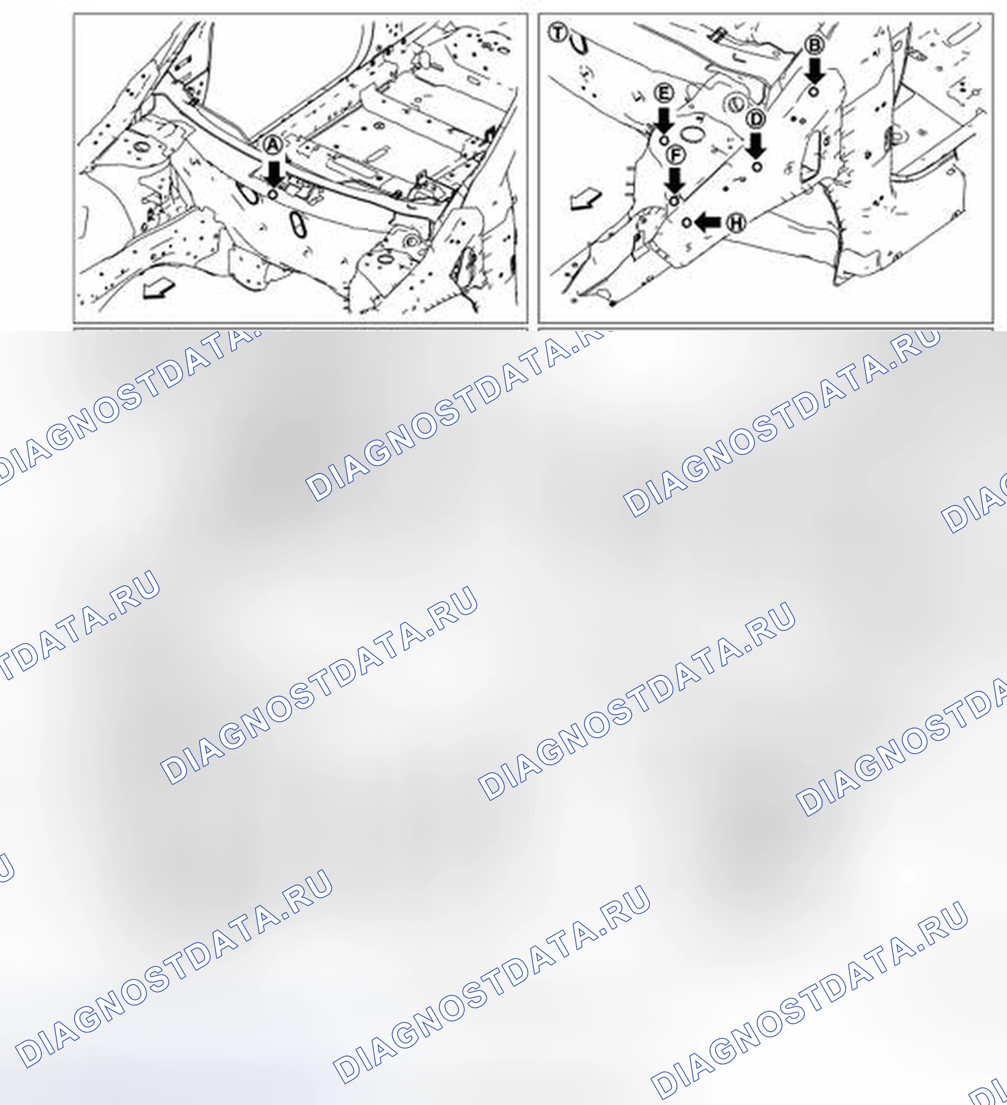 Рис. 599: ТОЧКИ ИЗМЕРЕНИЯ. Nissan Murano Z51 рестайлинг 2