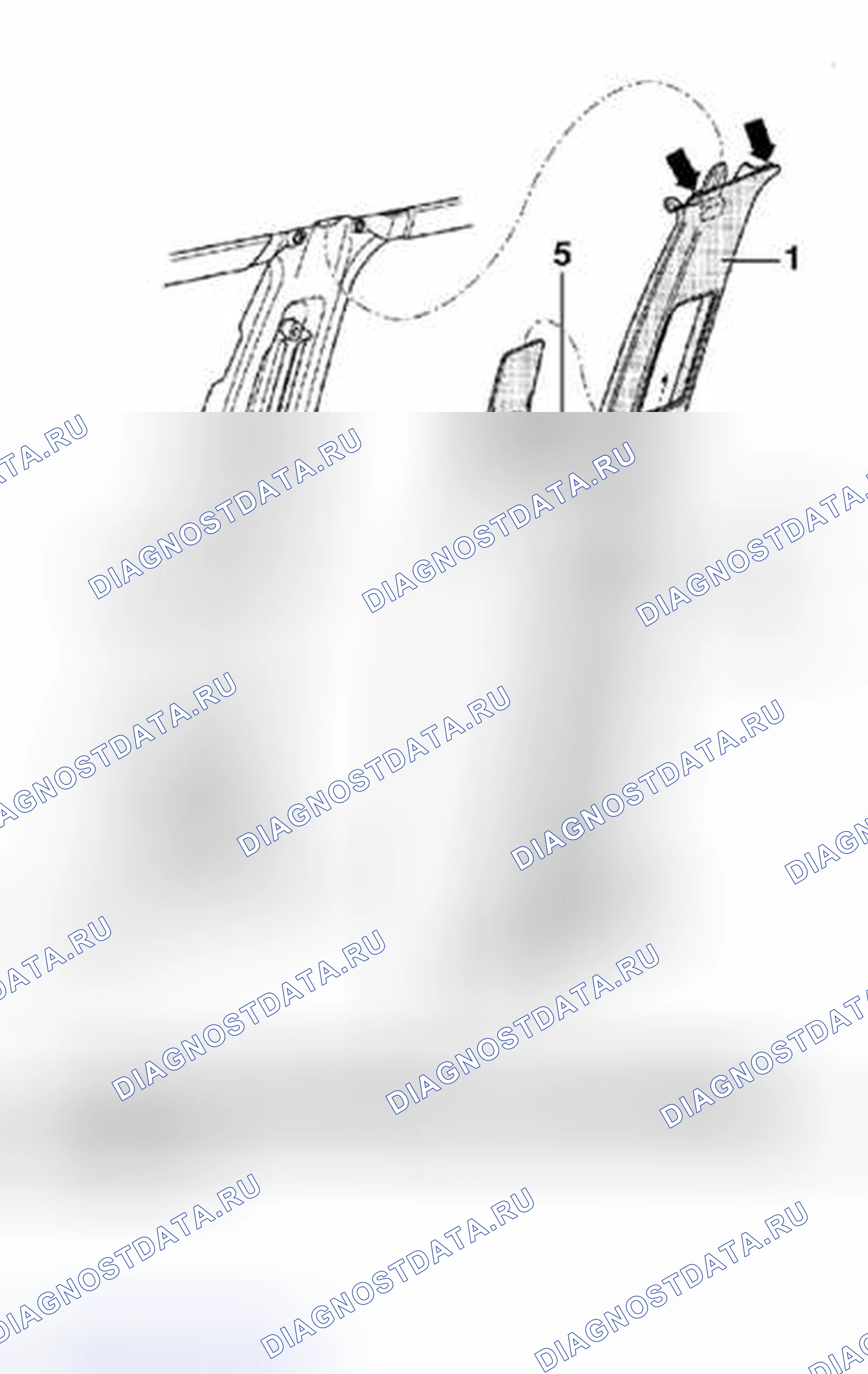 Рис. 30: Определение отделки стойка B (Golf 4-дверь, Jetta). Volkswagen Golf Mk3