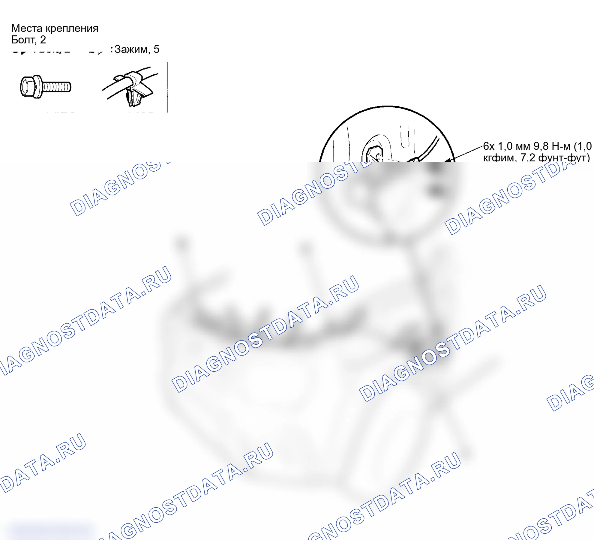 Рис. 2: Замена кабеля открывателя капота. Honda Element YH2