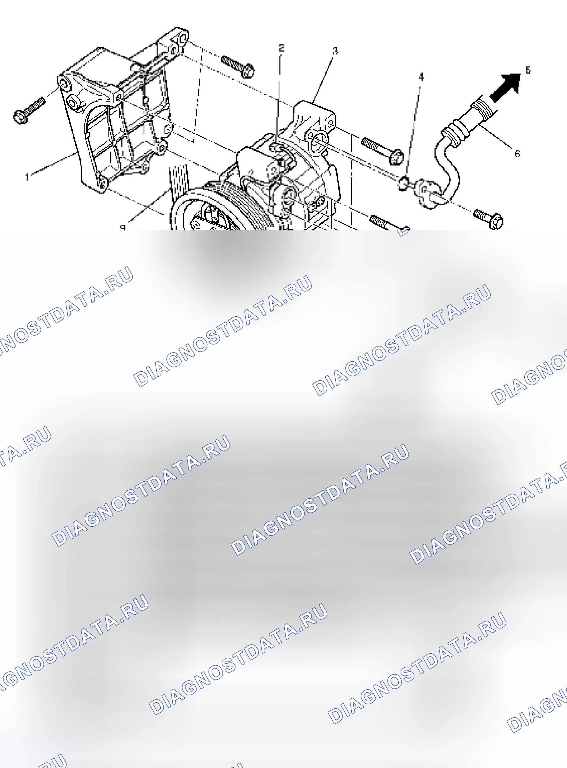 Рис. 108: КОМПРЕССОР В СБОРЕ И СВЯЗАННЫЕ ДЕТАЛИ (6VE1). Isuzu Axiom I