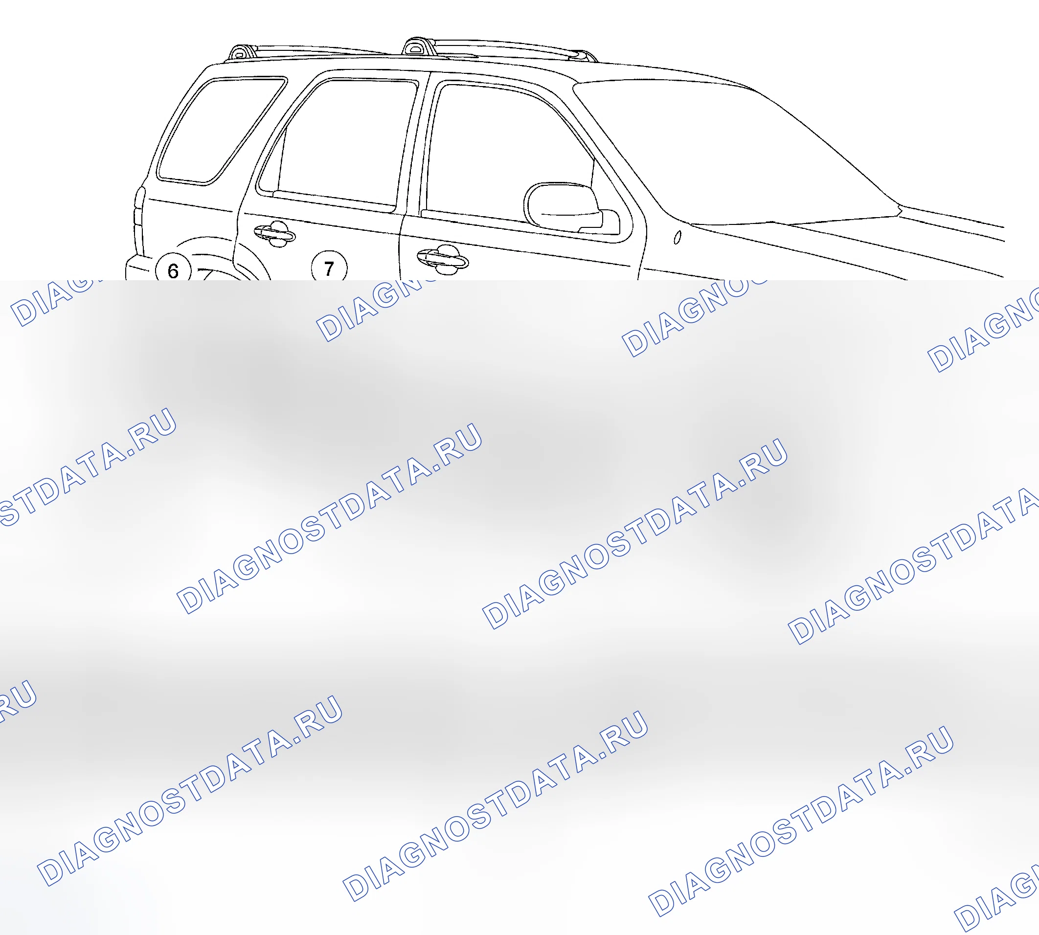 Рис. 13: Внешняя отделка - разнесенный вид, Mariner. Ford Escape I рестайлинг