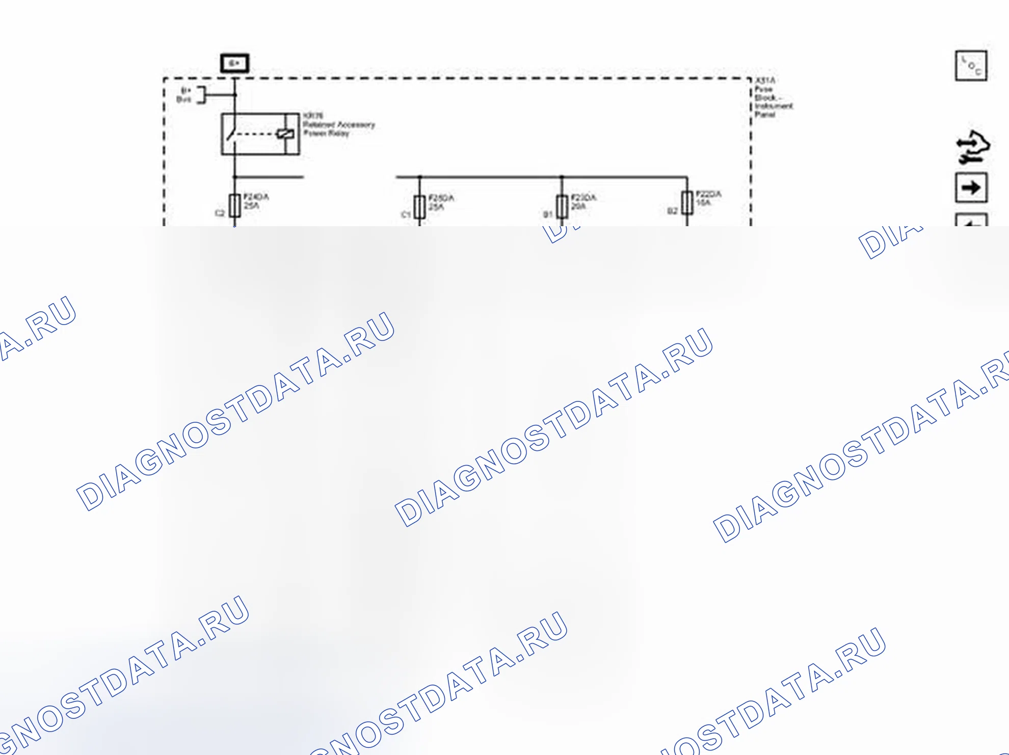 Рис. 71: Схемы подключения предохранителей F22DA, F23DA, F24DA и F25DA. Chevrolet Spark M300