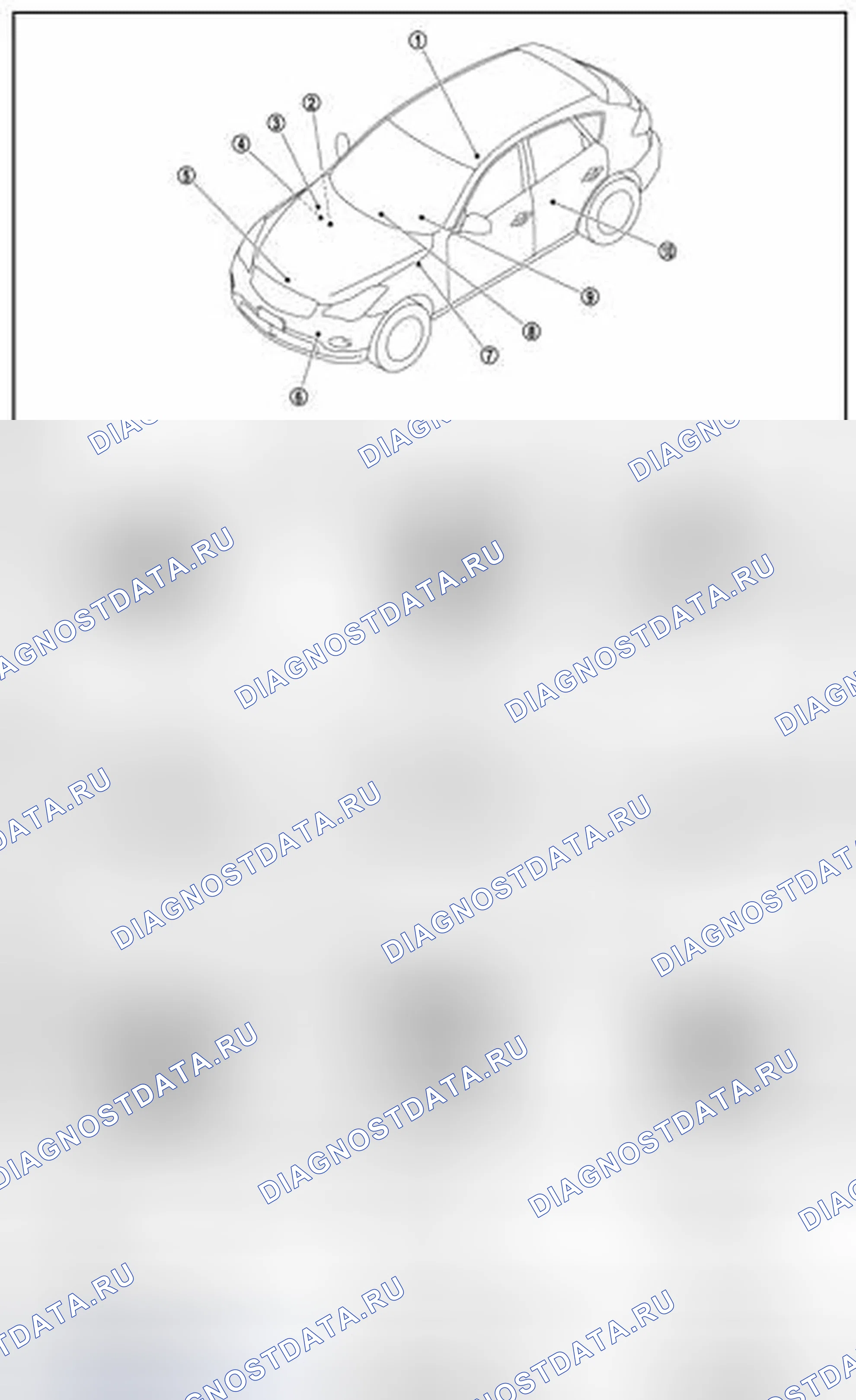 Рис. 48: ИНФОРМАЦИОННЫЙ ДИСПЛЕЙ. Расположение компонентов. Infiniti QX50 I